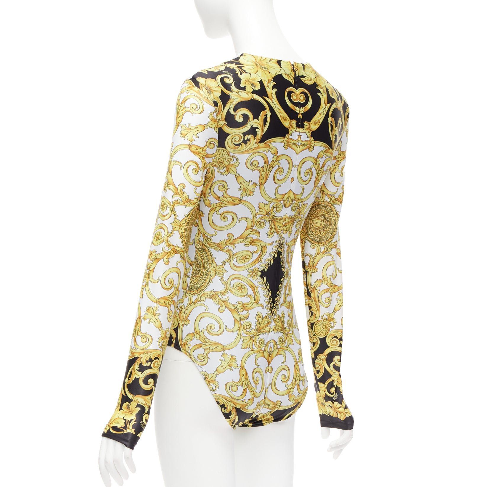 Versace VERSACE 2018 Tribute gold Medusa Barocco long sleeve bodysuit top IT38 XS Size XS / US 0-2 / IT 36-38 - 5 Thumbnail