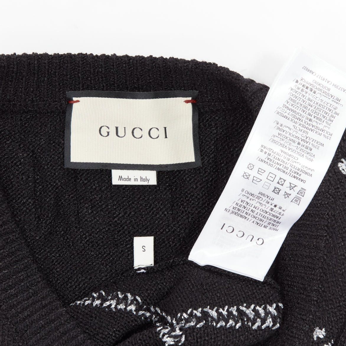 Gucci GUCCI black silver diamong argyle floral embellished sweater vest S Size S / US 4 / IT 40 - 8 Thumbnail