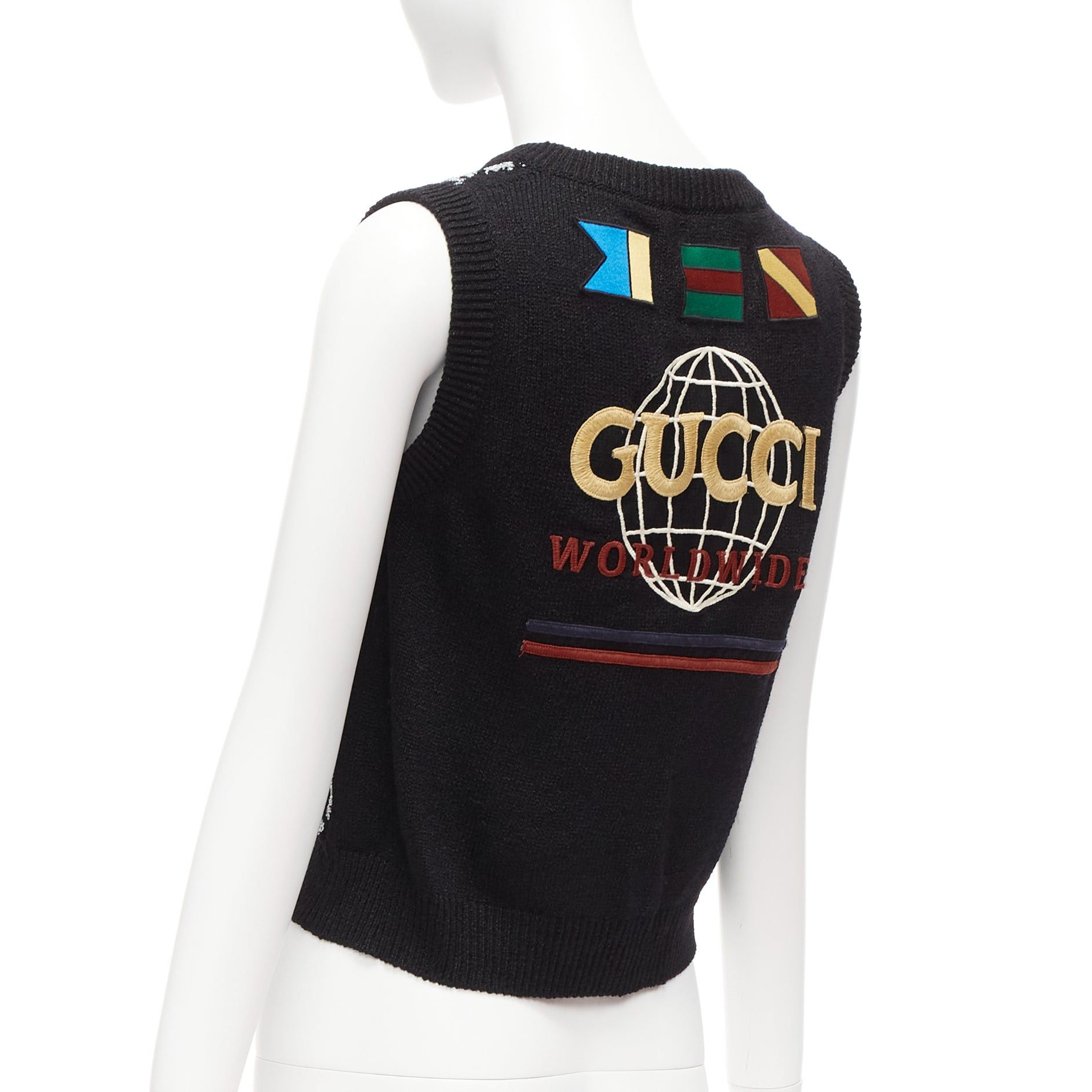 Gucci GUCCI black silver diamong argyle floral embellished sweater vest S Size S / US 4 / IT 40 - 5 Thumbnail