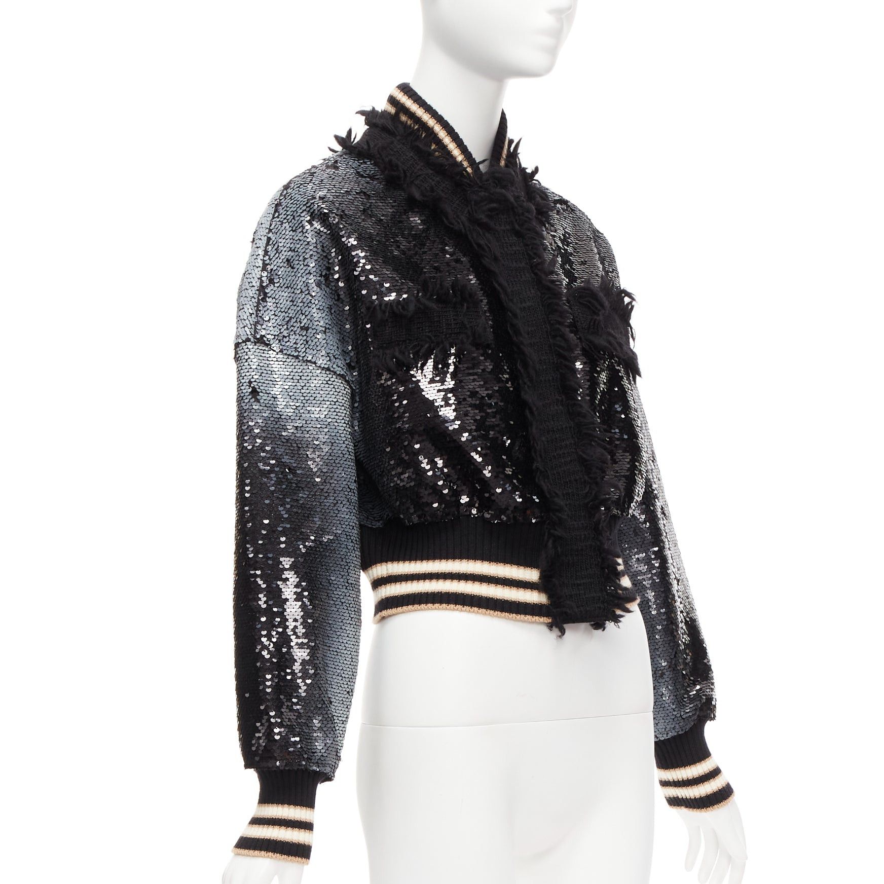 Other AVIU black white spray paint effect sequins cropped bomber jacket IT38 Size XS / US 0-2 / IT 36-38 - 4 Thumbnail