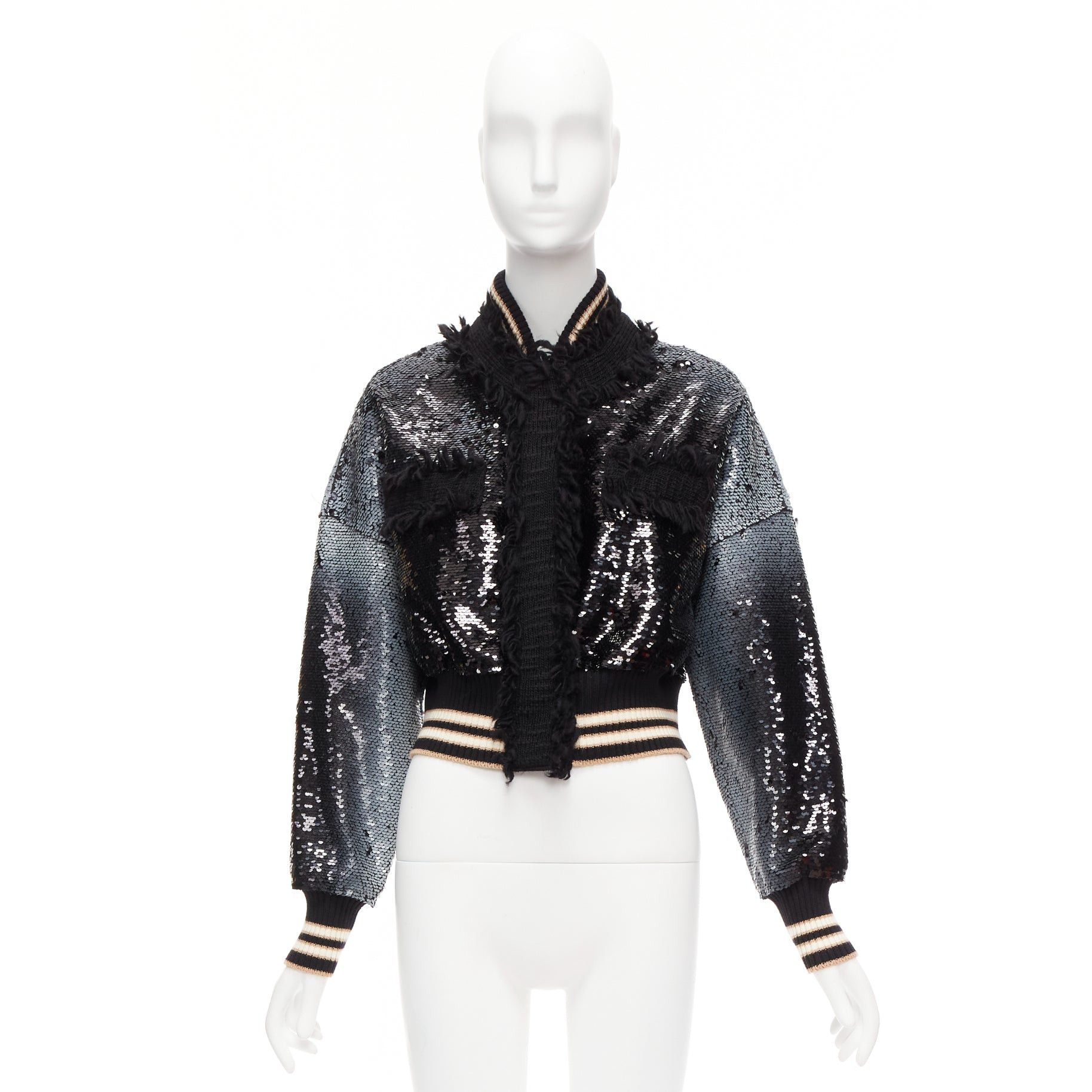 Other AVIU black white spray paint effect sequins cropped bomber jacket IT38 Size XS / US 0-2 / IT 36-38 - 10 Thumbnail
