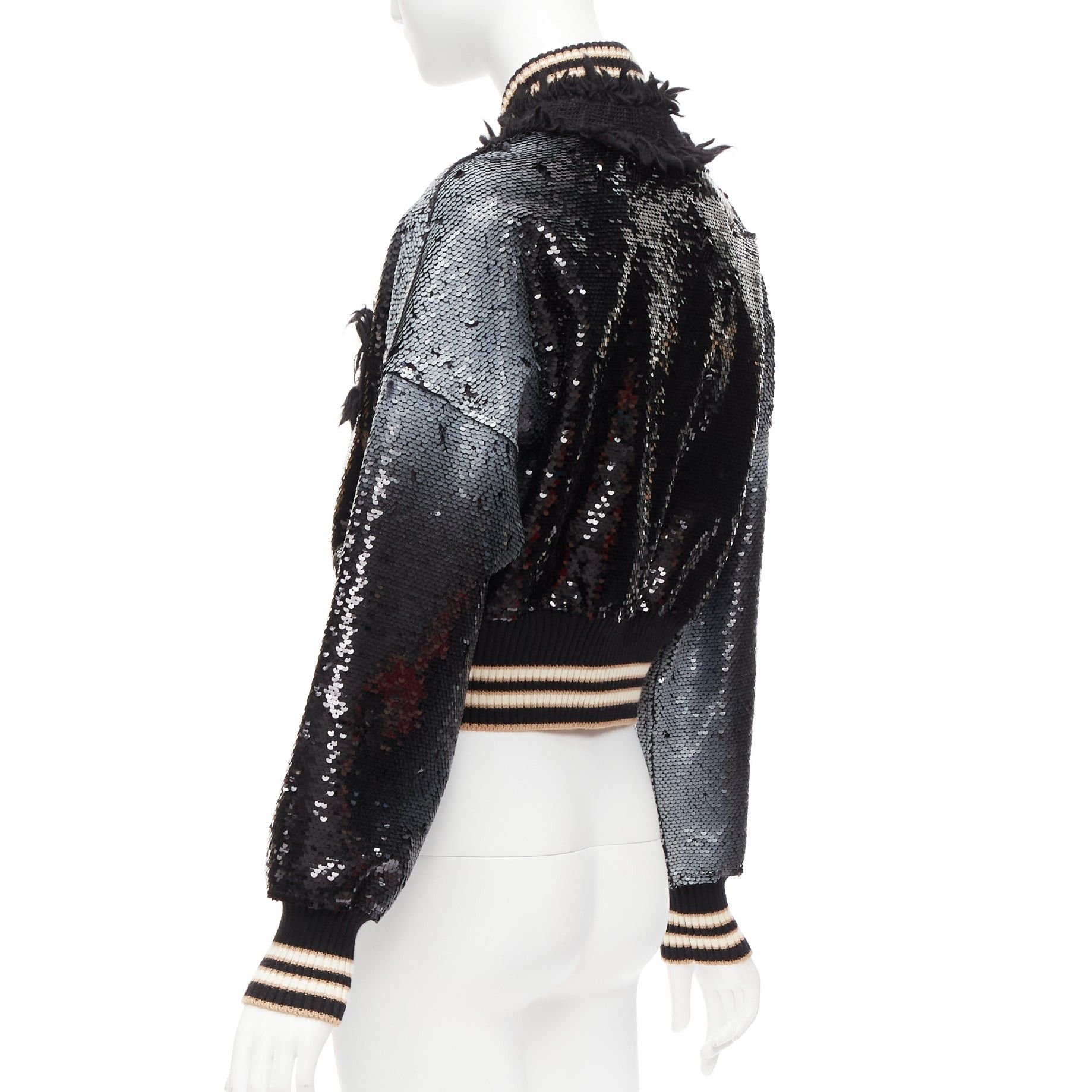 Other AVIU black white spray paint effect sequins cropped bomber jacket IT38 Size XS / US 0-2 / IT 36-38 - 7 Thumbnail