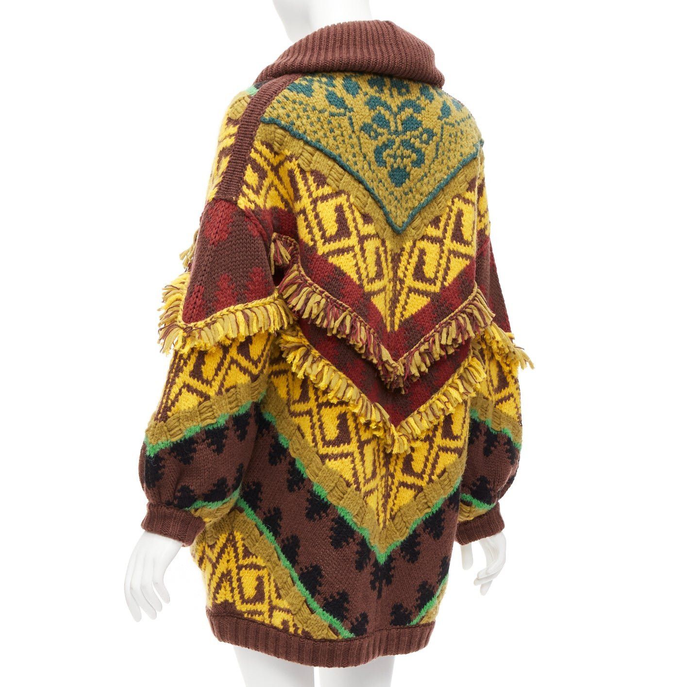 Etro ETRO colourful wool blend fringe trimmed jacquard buttoned cardigan IT38 XS Size XS / US 0-2 / IT 36-38 - 6 Thumbnail