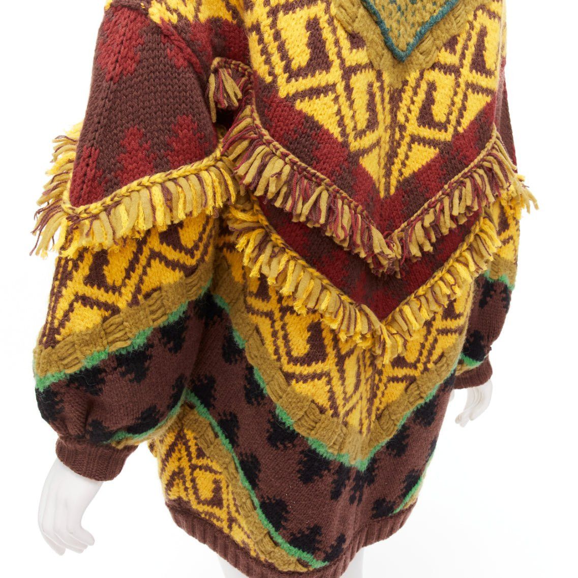 Etro ETRO colourful wool blend fringe trimmed jacquard buttoned cardigan IT38 XS Size XS / US 0-2 / IT 36-38 - 7 Thumbnail