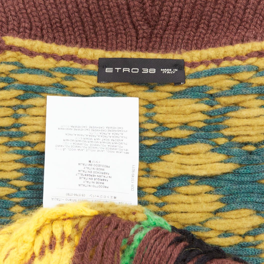 Etro ETRO colourful wool blend fringe trimmed jacquard buttoned cardigan IT38 XS Size XS / US 0-2 / IT 36-38 - 8 Thumbnail