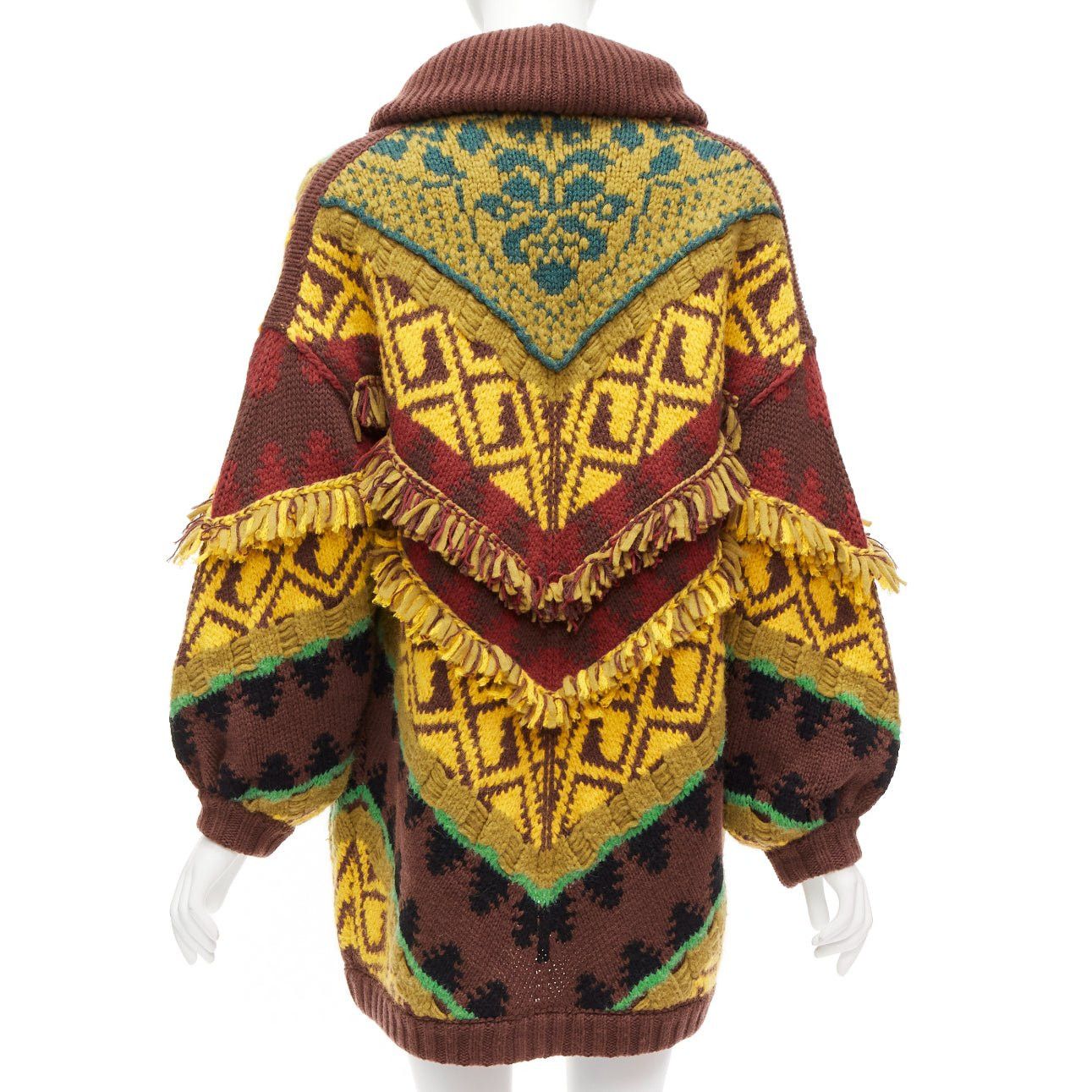 Etro ETRO colourful wool blend fringe trimmed jacquard buttoned cardigan IT38 XS Size XS / US 0-2 / IT 36-38 - 5 Thumbnail