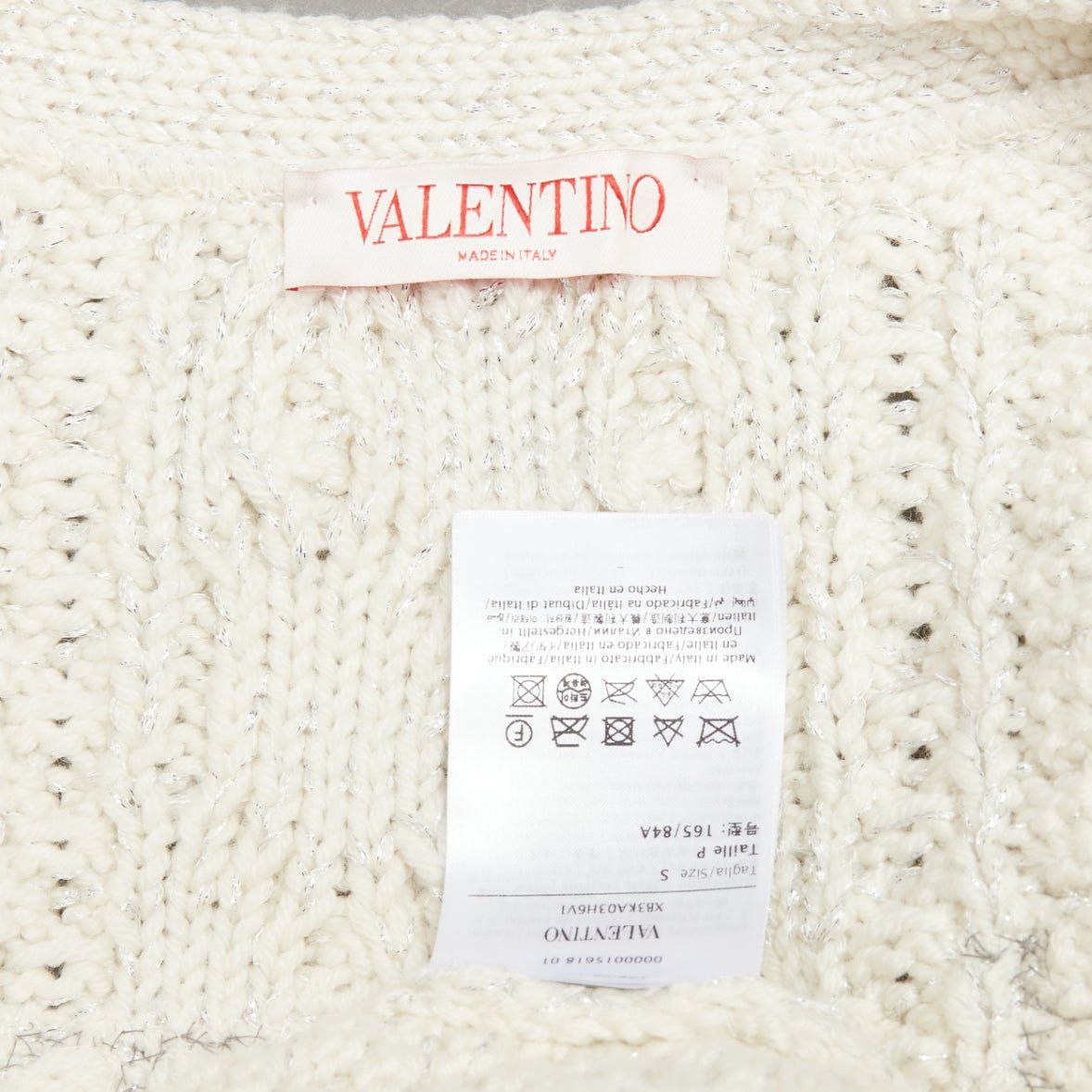 Valentino VALENTINO 2023 cream silver wool sequin logo embellished cardigan IT36 S Size XS / US 0-2 / IT 36-38 - 9 Thumbnail