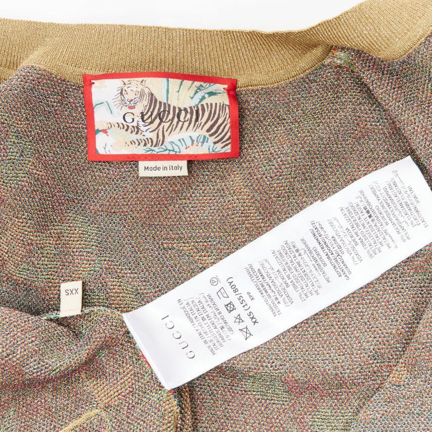 Gucci rare GUCCI Limited oriental tiger metallic gold lurex GG button cardigan XXS Size XS / US 0-2 / IT 36-38 - 9 Thumbnail