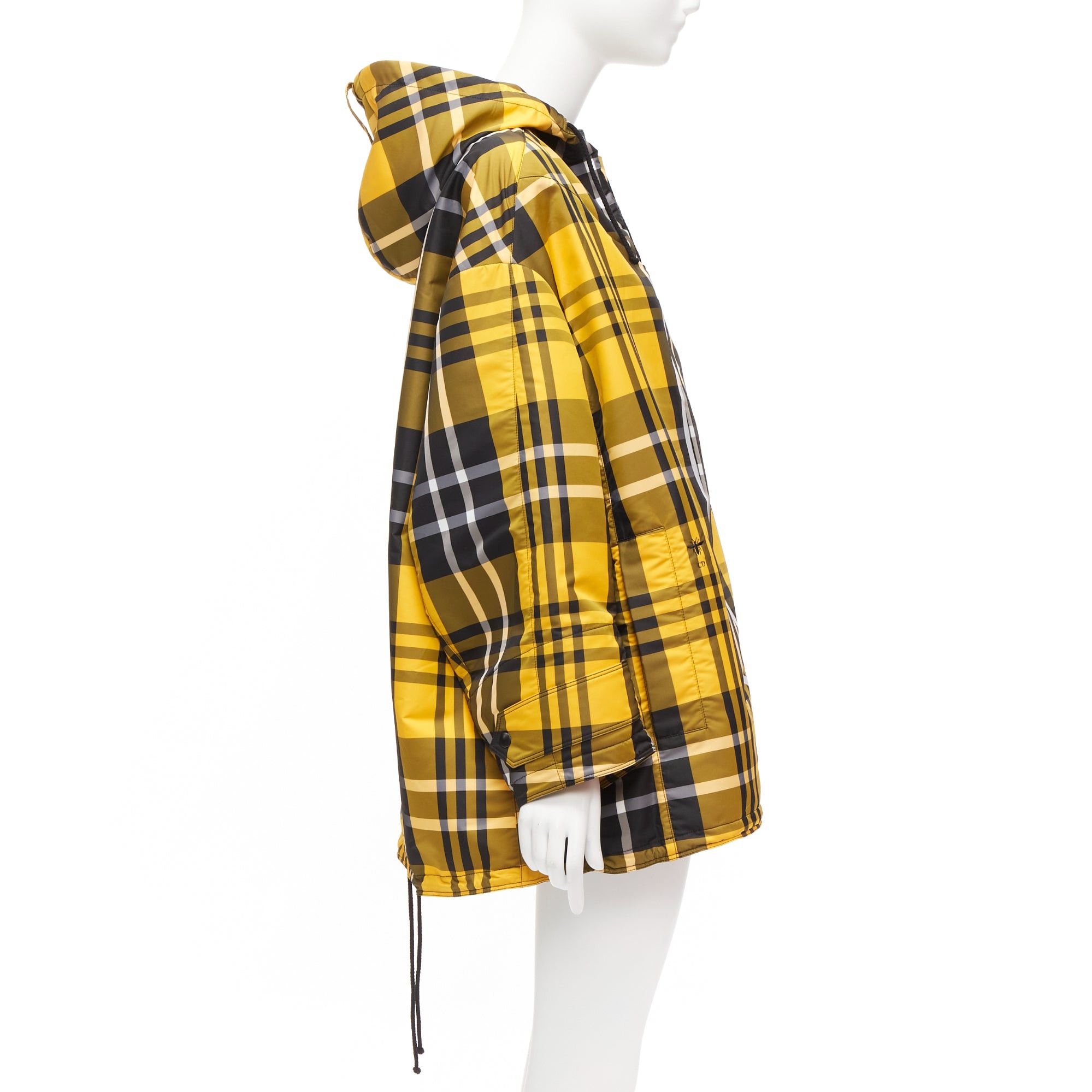 Dior CHRISTIAN DIOR 2022 Runway yellow tartan half zip hooded nylon popover XS Size S / US 4 / IT 40 - 4 Thumbnail