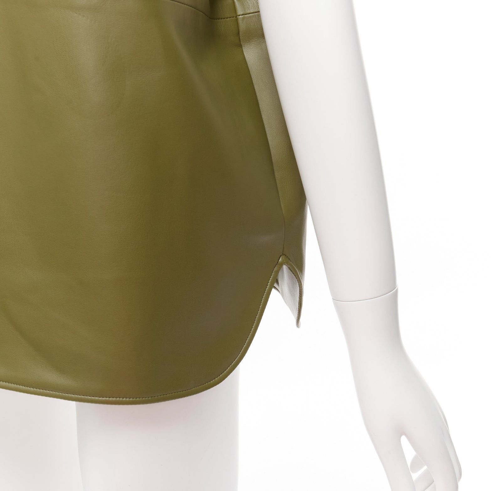 Frankie Shop FRANKIE SHOP khaki green faux leather PU half zip boxy popover sleeveless top XS Size XS / US 0-2 / IT 36-38 - 7 Thumbnail