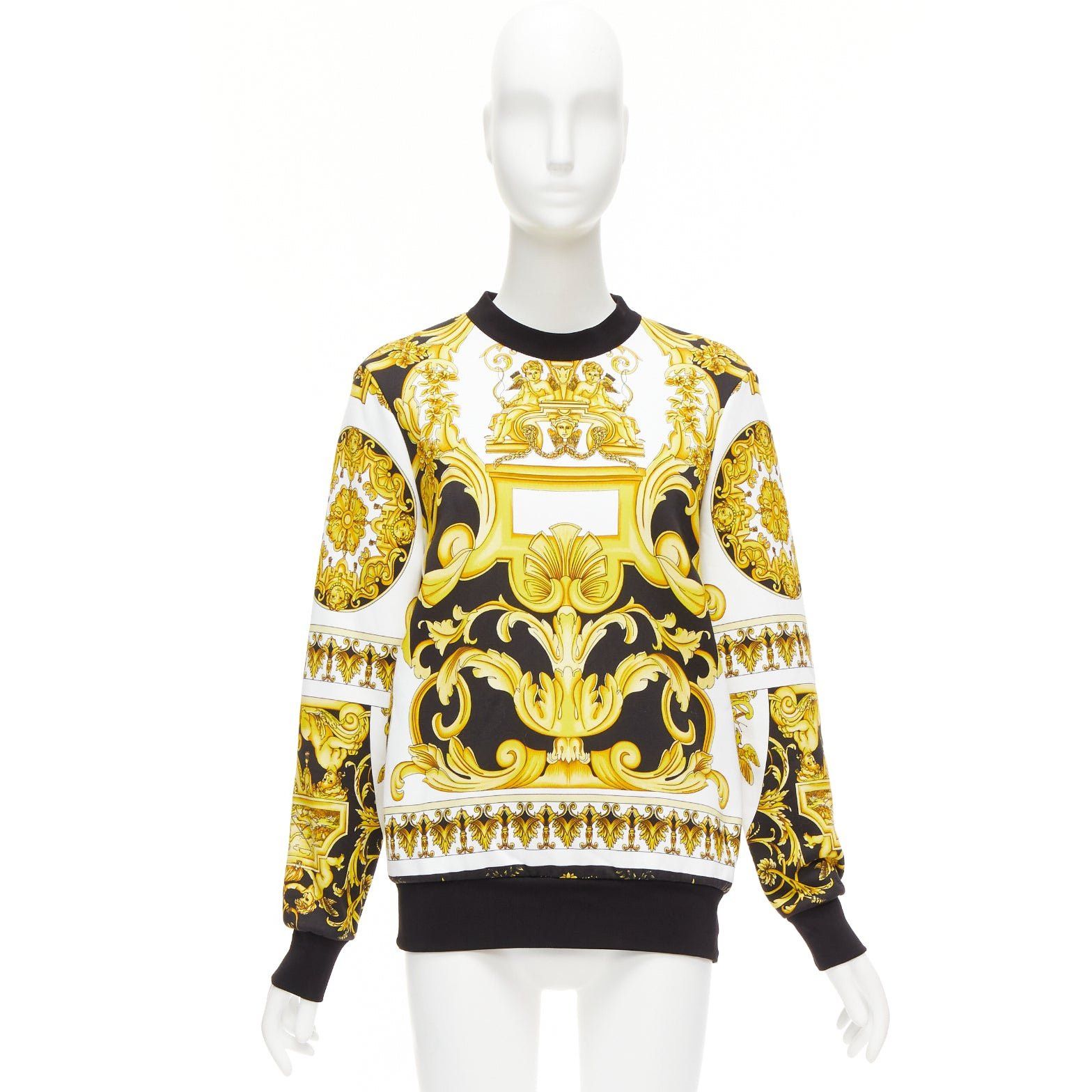Versace VERSACE Barocco Tribute black gold print cotton oversized crew sweater IT38 XS Size XS / US 0-2 / IT 36-38 - 9 Thumbnail