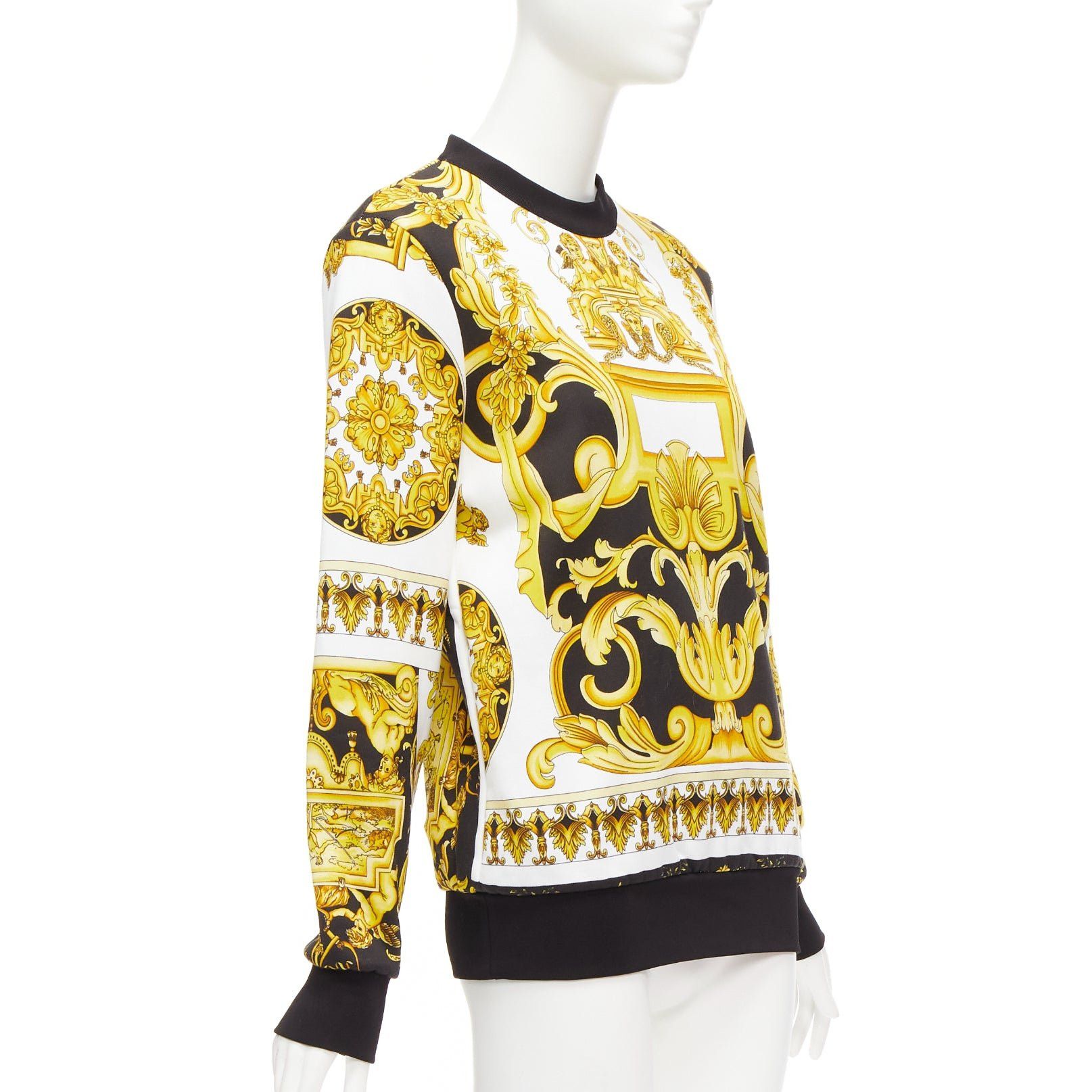 Versace VERSACE Barocco Tribute black gold print cotton oversized crew sweater IT38 XS Size XS / US 0-2 / IT 36-38 - 3 Thumbnail