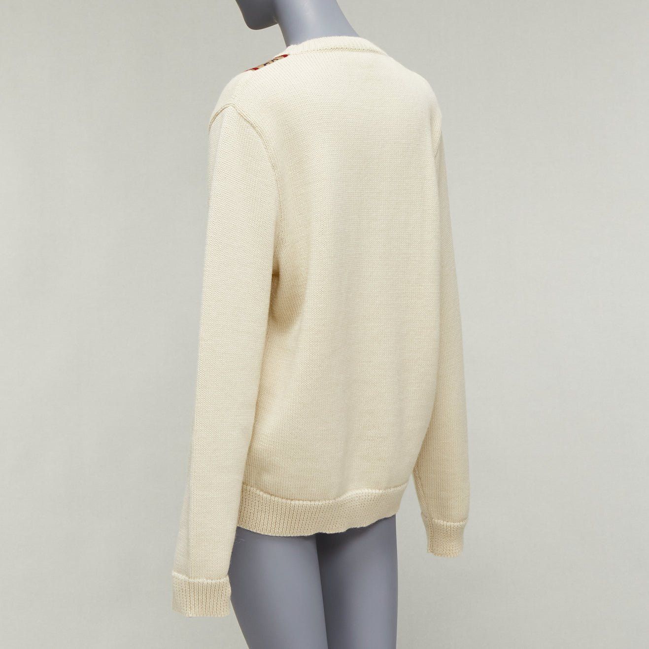 Gucci GUCCI 100% wool cream Vintage GG monogram V-neck varsity sweater S Size M / US 6-8 / IT 42-44 - 6 Thumbnail