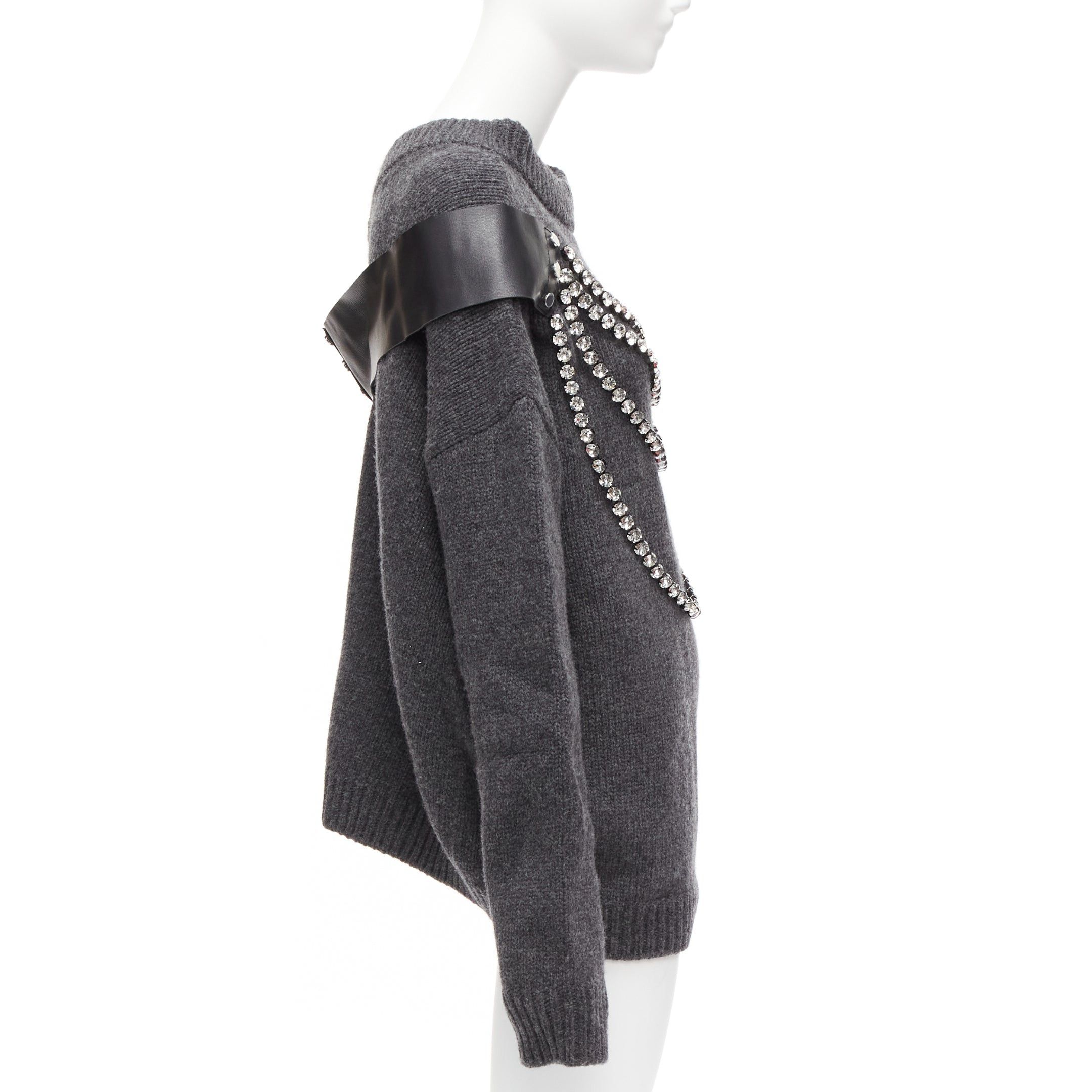 Christopher Kane CHRISTOPHER KANE grey wool rhinestone chain harness oversized sweater dress XS Size S / US 4 / IT 40 - 4 Thumbnail