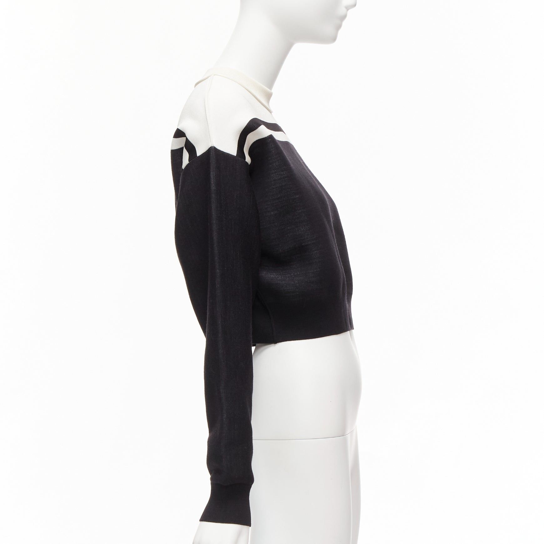 Louis Vuitton LOUIS VUITTON 2022 Runway black white floral motif cropped sweater XXS Size XS / US 0-2 / IT 36-38 - 4 Thumbnail