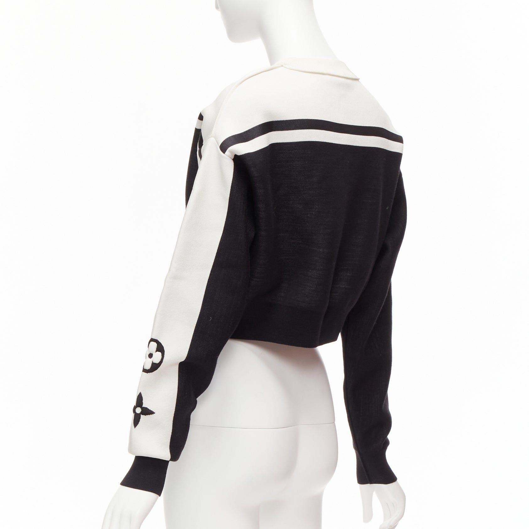 Louis Vuitton LOUIS VUITTON 2022 Runway black white floral motif cropped sweater XXS Size XS / US 0-2 / IT 36-38 - 6 Thumbnail