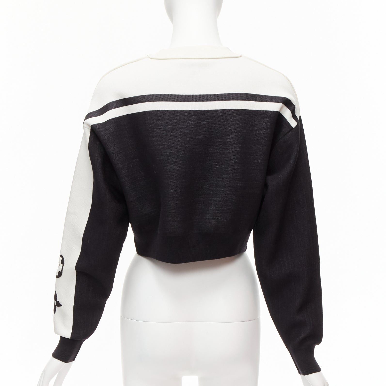 Louis Vuitton LOUIS VUITTON 2022 Runway black white floral motif cropped sweater XXS Size XS / US 0-2 / IT 36-38 - 5 Thumbnail