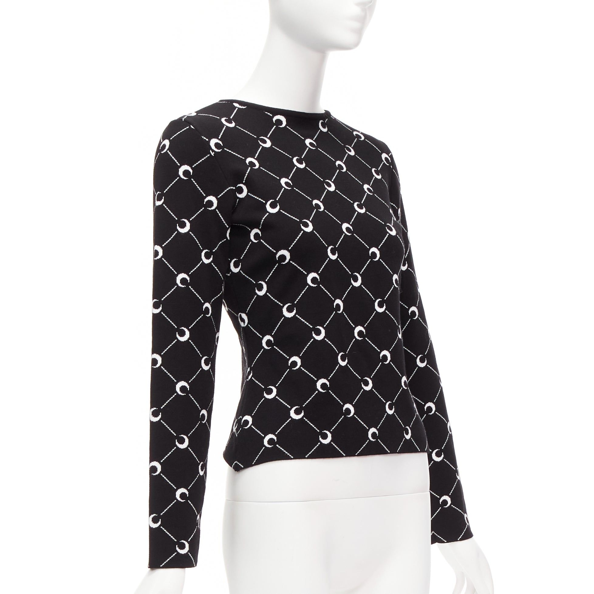 Marine Serre MARINE SERRE 2019 black white Crescent Moon knitted long slevee sweater top M Size M / US 6-8 / IT 42-44 - 3 Thumbnail