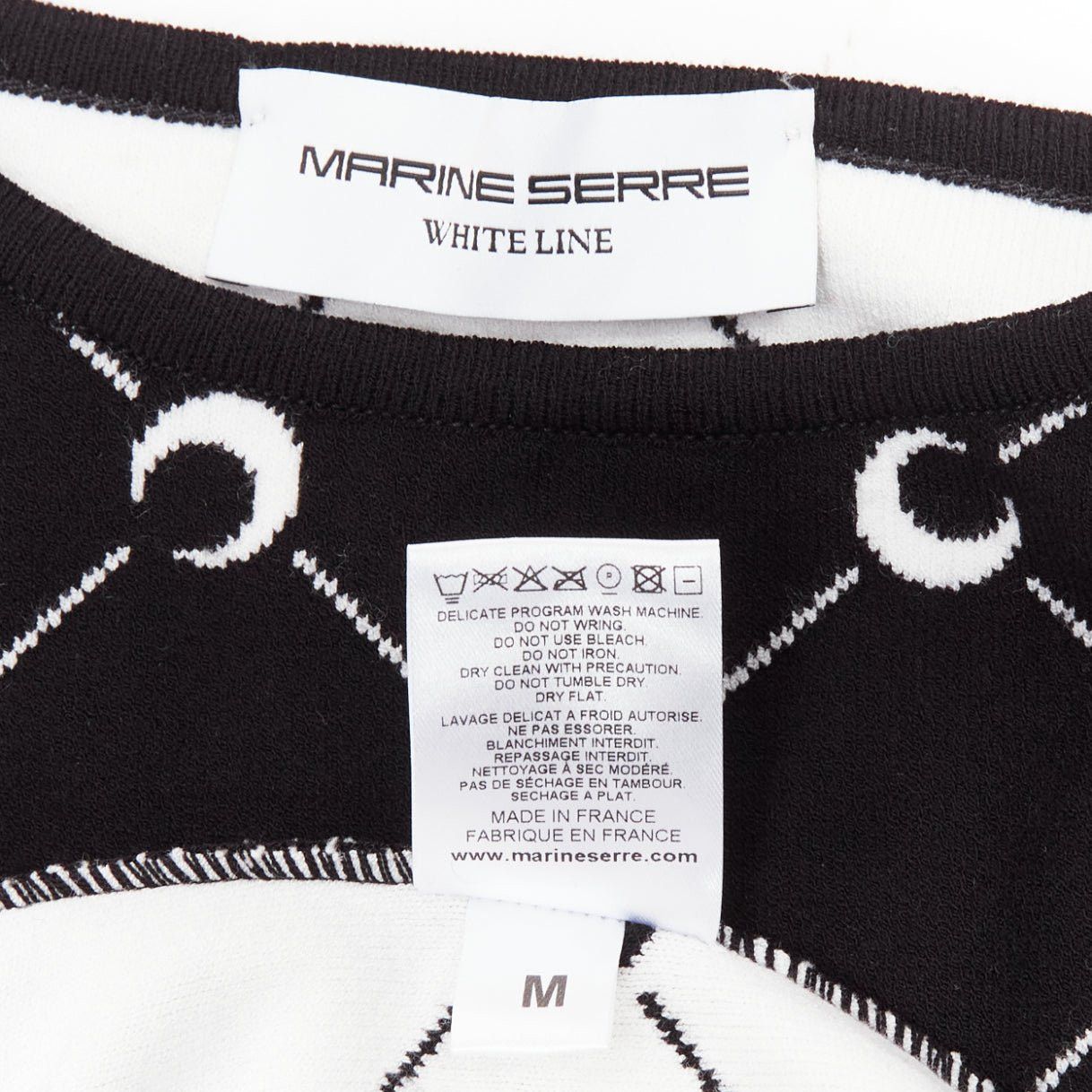 Marine Serre MARINE SERRE 2019 black white Crescent Moon knitted long slevee sweater top M Size M / US 6-8 / IT 42-44 - 9 Thumbnail