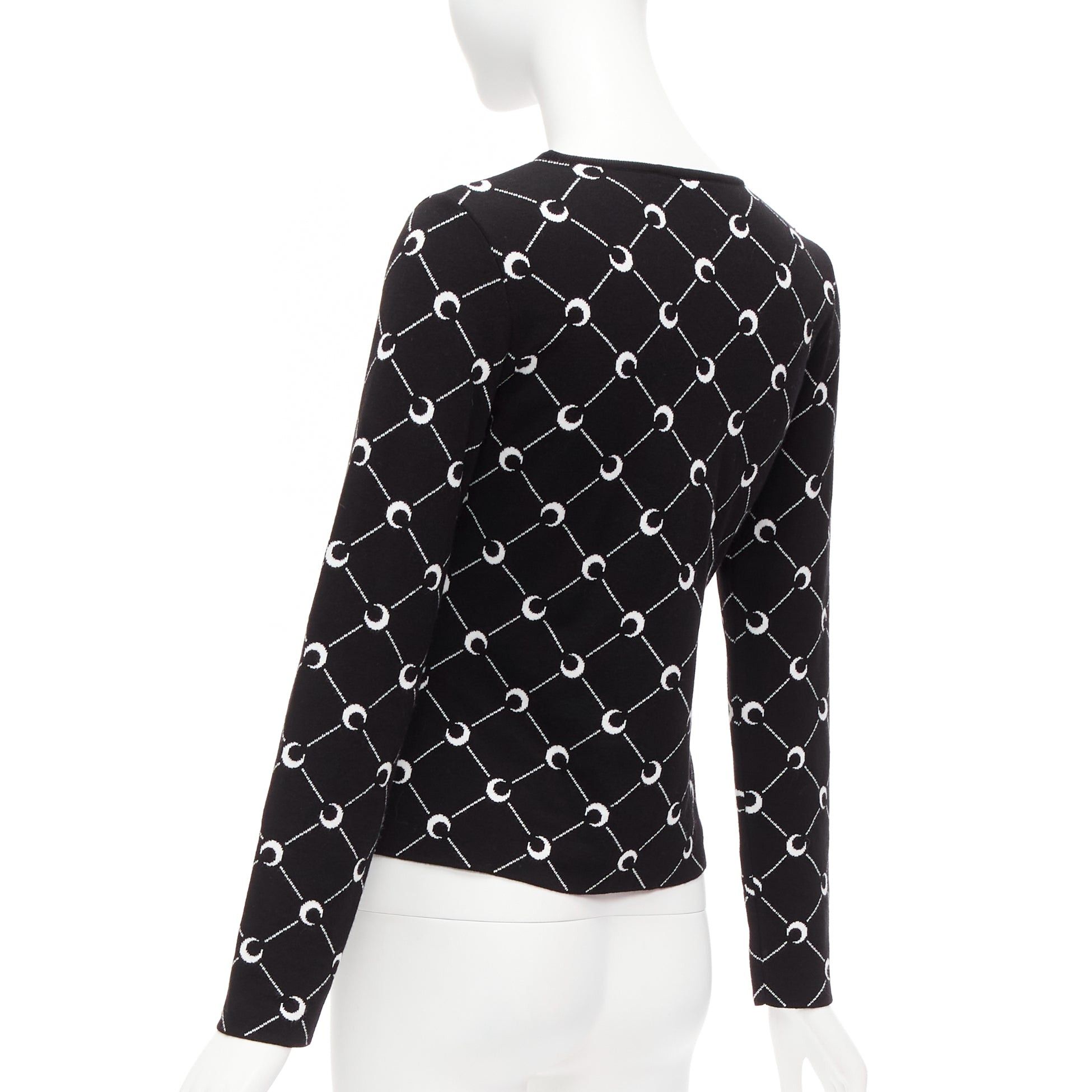 Marine Serre MARINE SERRE 2019 black white Crescent Moon knitted long slevee sweater top M Size M / US 6-8 / IT 42-44 - 7 Thumbnail