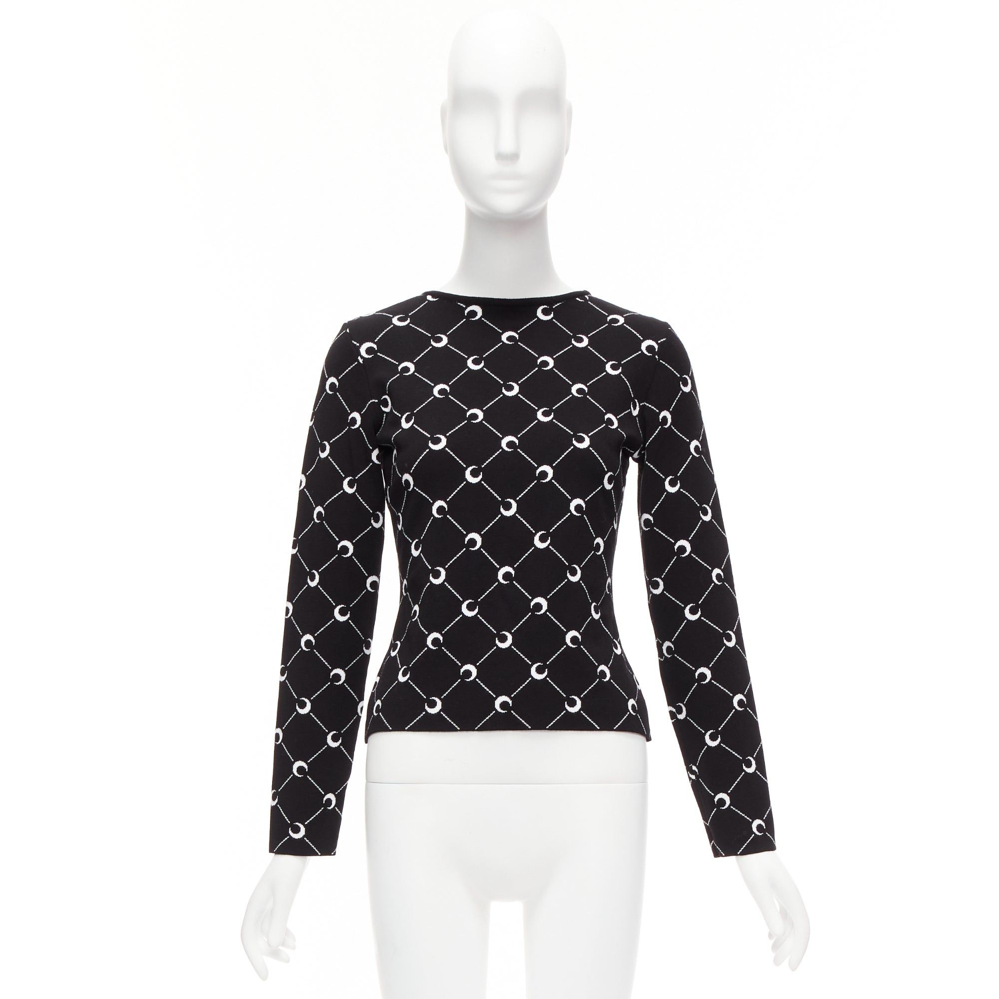 Marine Serre MARINE SERRE 2019 black white Crescent Moon knitted long slevee sweater top M Size M / US 6-8 / IT 42-44 - 10 Thumbnail