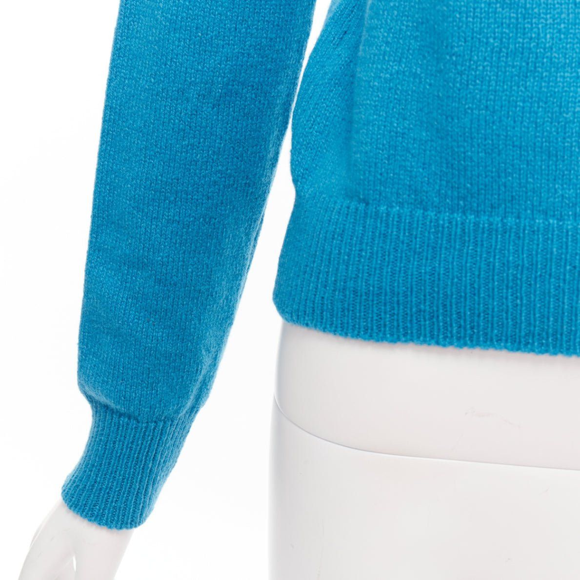Alberta Ferretti ALBERTA FERRETTI Live YOur Dream blue pink cashmere cropped sweater IT38 XS Size XS / US 0-2 / IT 36-38 - 7 Thumbnail