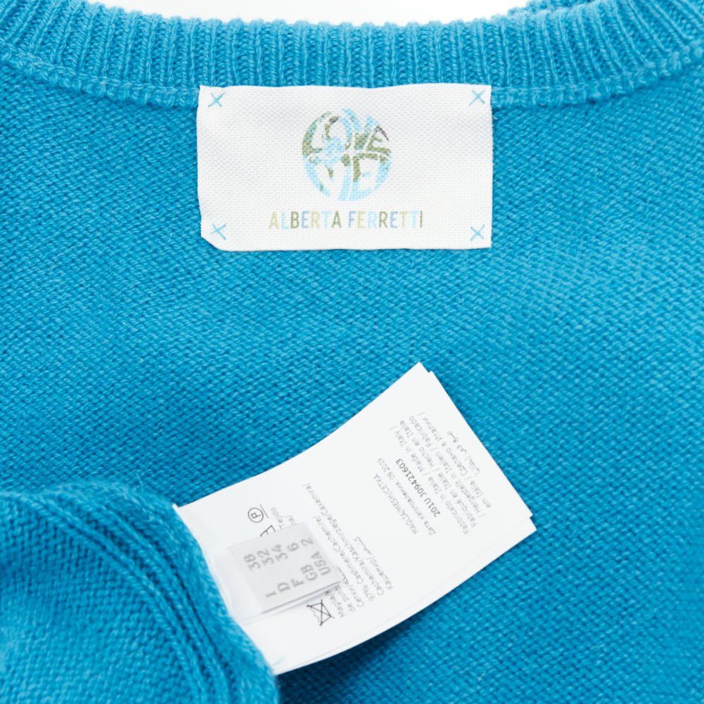 Alberta Ferretti ALBERTA FERRETTI Live YOur Dream blue pink cashmere cropped sweater IT38 XS Size XS / US 0-2 / IT 36-38 - 8 Thumbnail