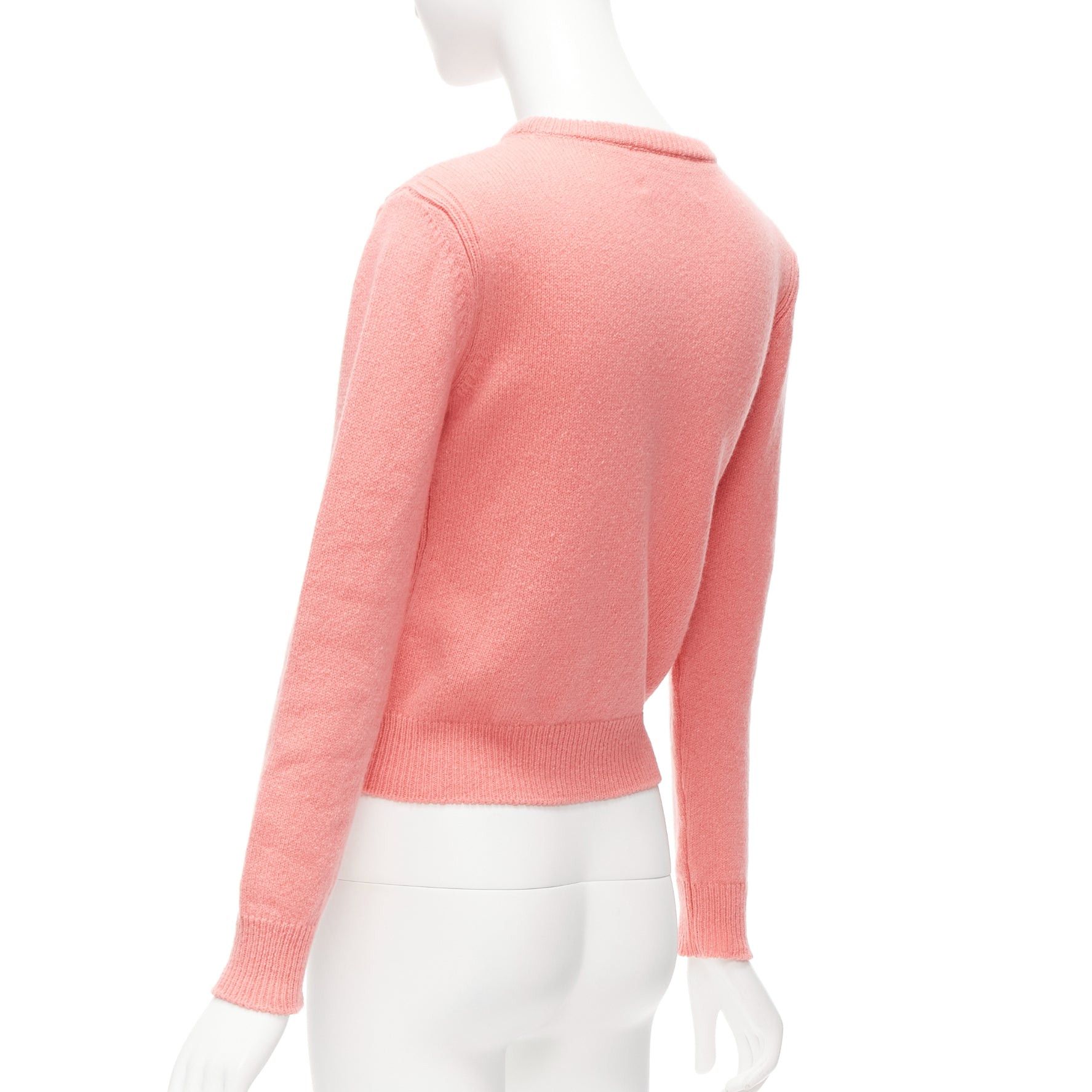 Alberta Ferretti ALBERTA FERRETTI Everyday I Love You pink blue cashmere cropped sweater IT36 XS Size XS / US 0-2 / IT 36-38 - 6 Thumbnail