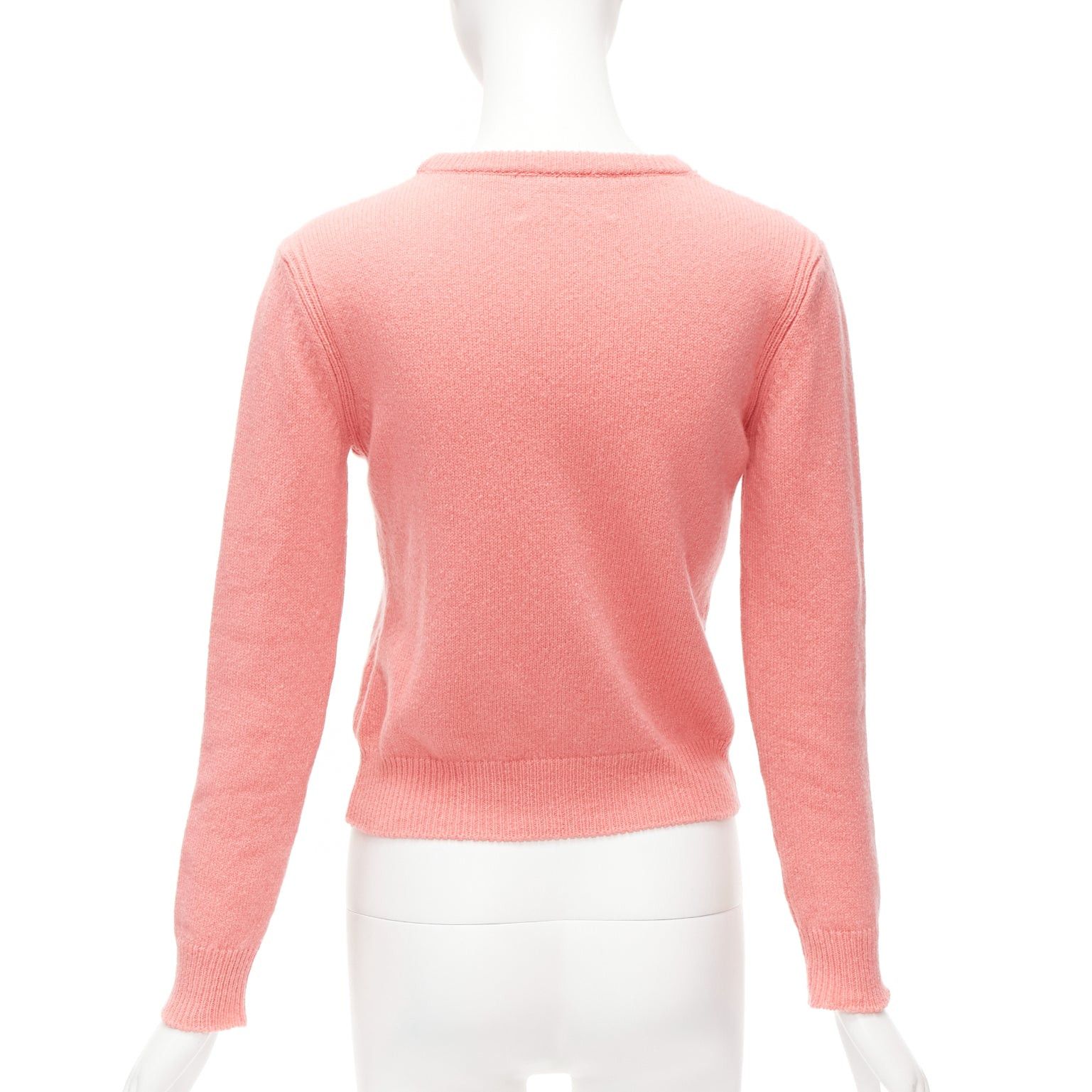 Alberta Ferretti ALBERTA FERRETTI Everyday I Love You pink blue cashmere cropped sweater IT36 XS Size XS / US 0-2 / IT 36-38 - 5 Thumbnail