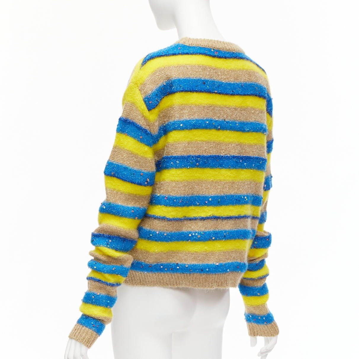 ASHISH ASHISH brown yellow blue striped mixed sequins lurex knitted sweater top XS Size XS / US 0-2 / IT 36-38 - 6 Thumbnail