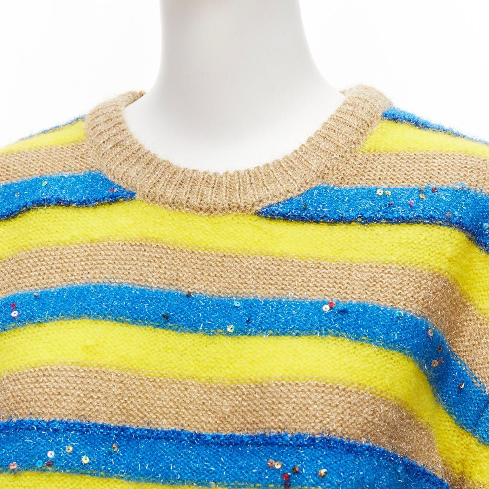 ASHISH ASHISH brown yellow blue striped mixed sequins lurex knitted sweater top XS Size XS / US 0-2 / IT 36-38 - 7 Thumbnail