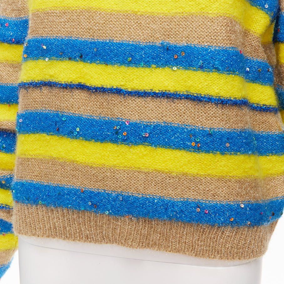 ASHISH ASHISH brown yellow blue striped mixed sequins lurex knitted sweater top XS Size XS / US 0-2 / IT 36-38 - 2 Thumbnail