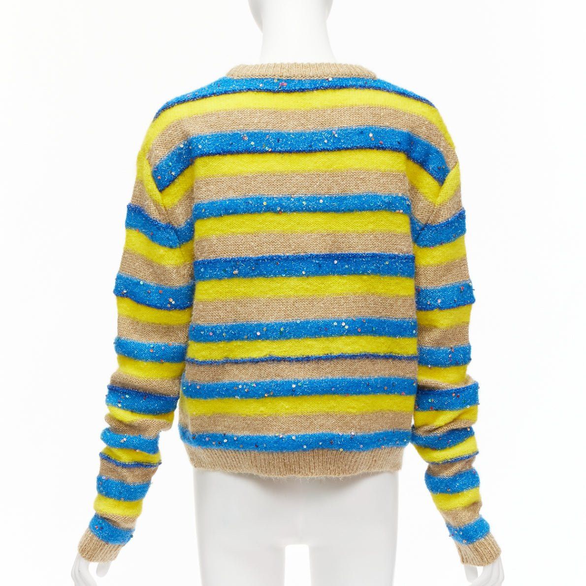 ASHISH ASHISH brown yellow blue striped mixed sequins lurex knitted sweater top XS Size XS / US 0-2 / IT 36-38 - 5 Thumbnail