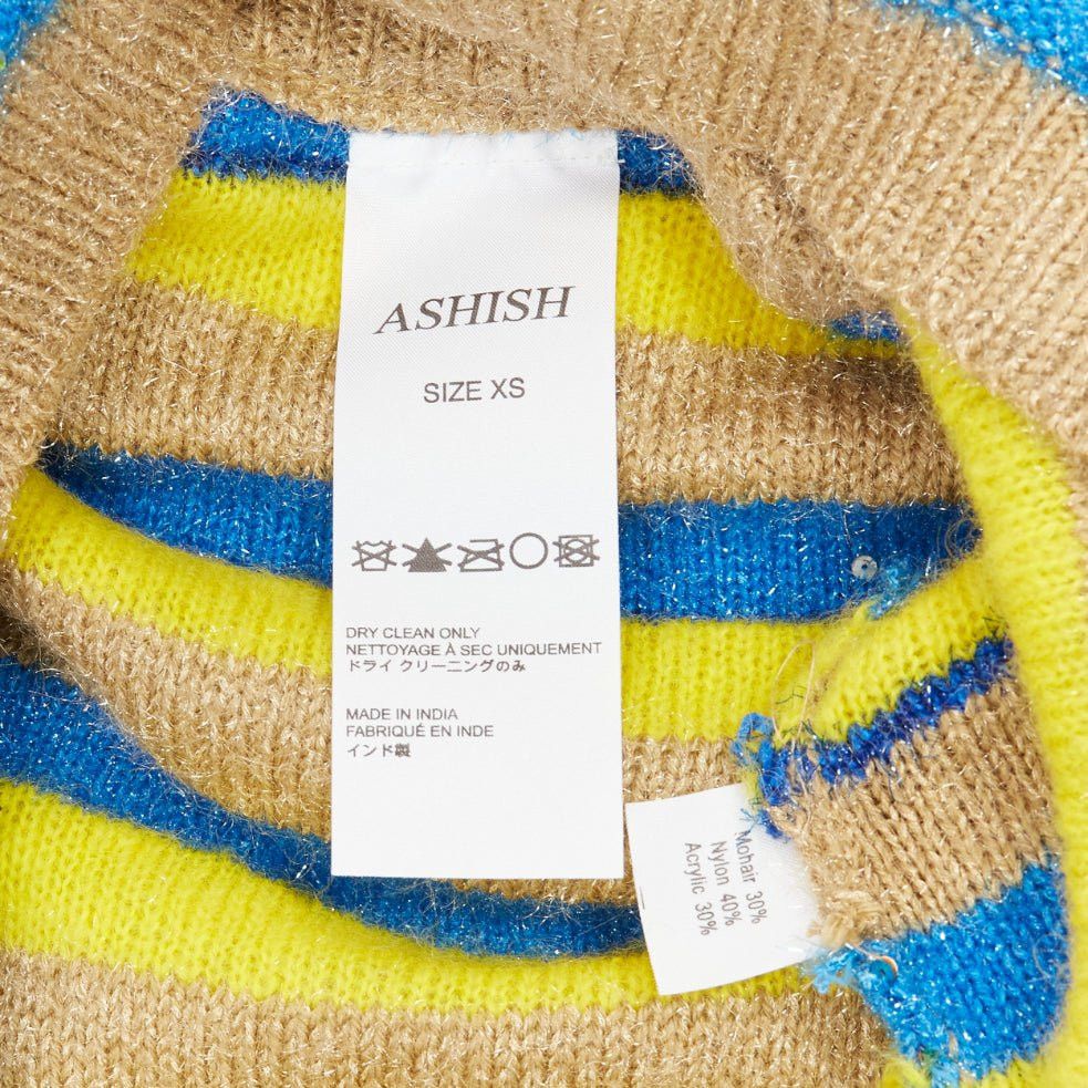 ASHISH ASHISH brown yellow blue striped mixed sequins lurex knitted sweater top XS Size XS / US 0-2 / IT 36-38 - 8 Thumbnail