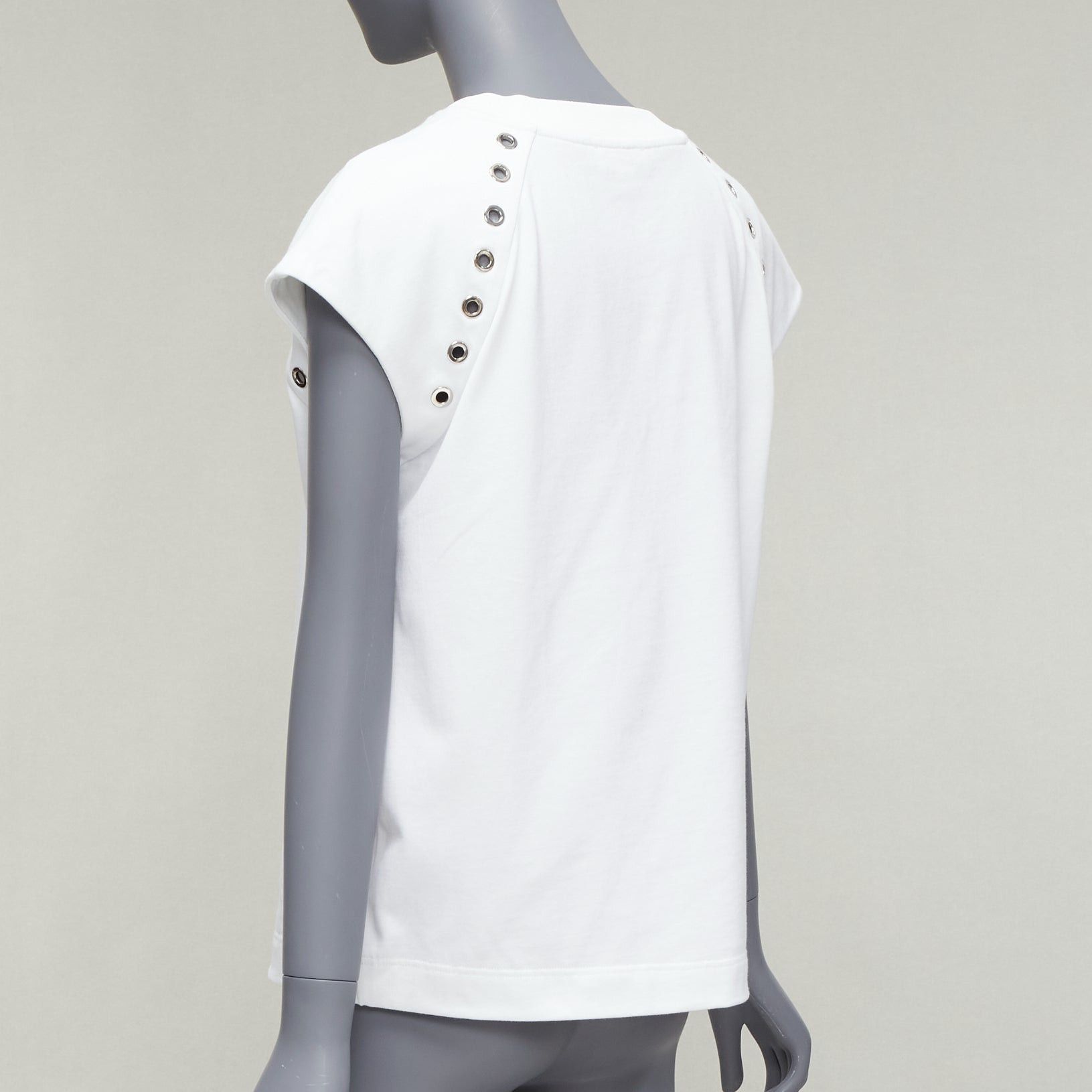 Alexander McQueen ALEXANDER MCQUEEN white cotton eyelet detail studded cap sleeve top IT38 XS Size XS / US 0-2 / IT 36-38 - 6 Thumbnail