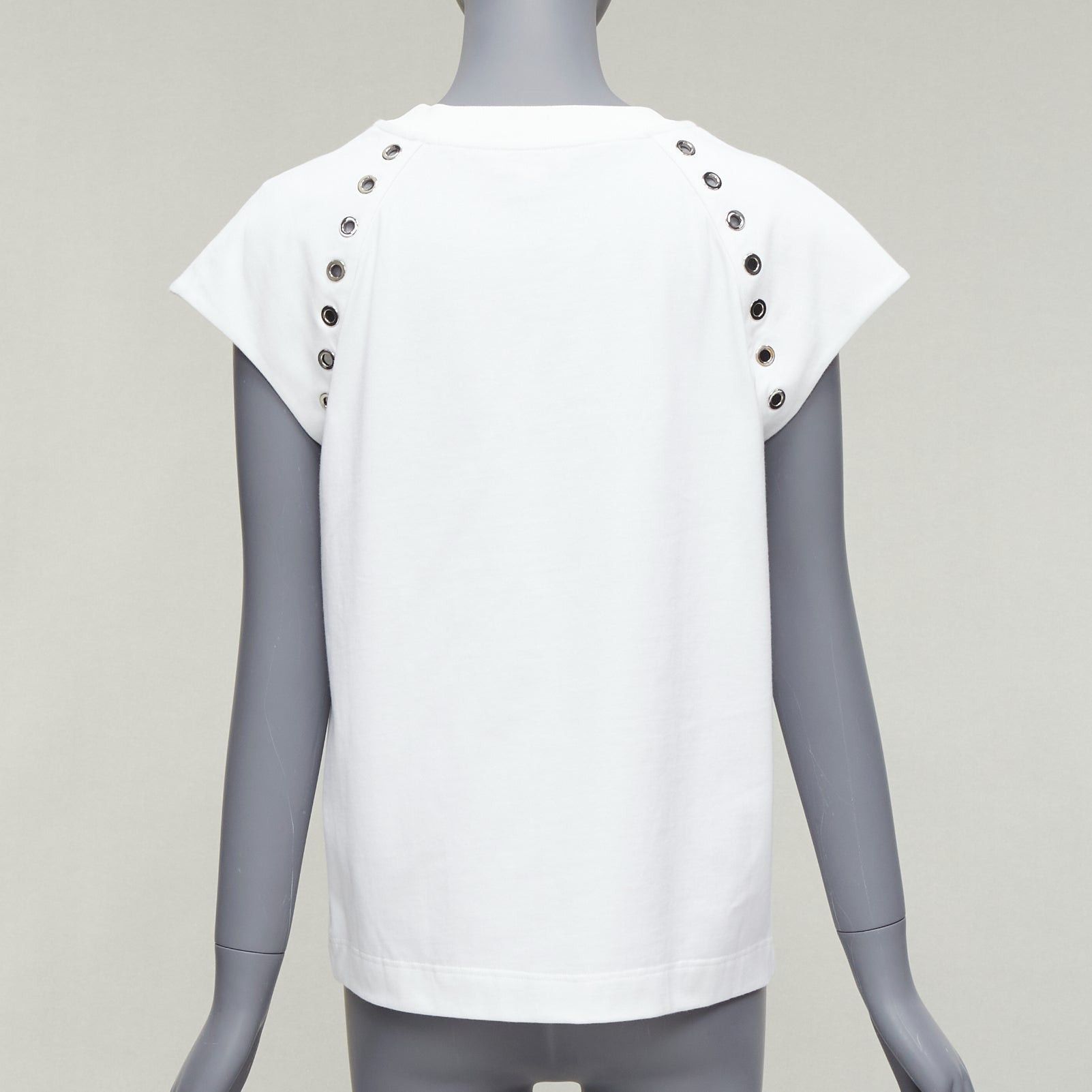 Alexander McQueen ALEXANDER MCQUEEN white cotton eyelet detail studded cap sleeve top IT38 XS Size XS / US 0-2 / IT 36-38 - 5 Thumbnail
