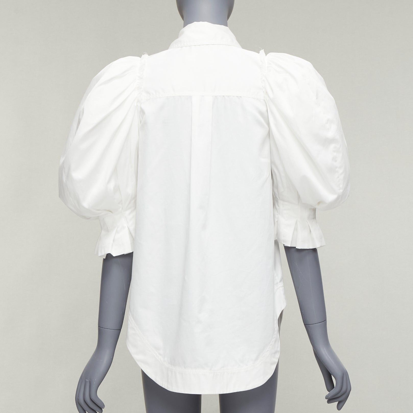 Aje AJE white cotton puff shoulder gold button rounded hem shirt AU6 XS Size XS / US 0-2 / IT 36-38 - 5 Thumbnail