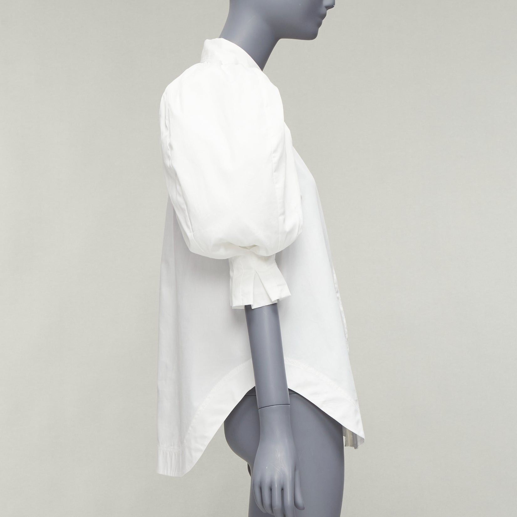 Aje AJE white cotton puff shoulder gold button rounded hem shirt AU6 XS Size XS / US 0-2 / IT 36-38 - 4 Thumbnail