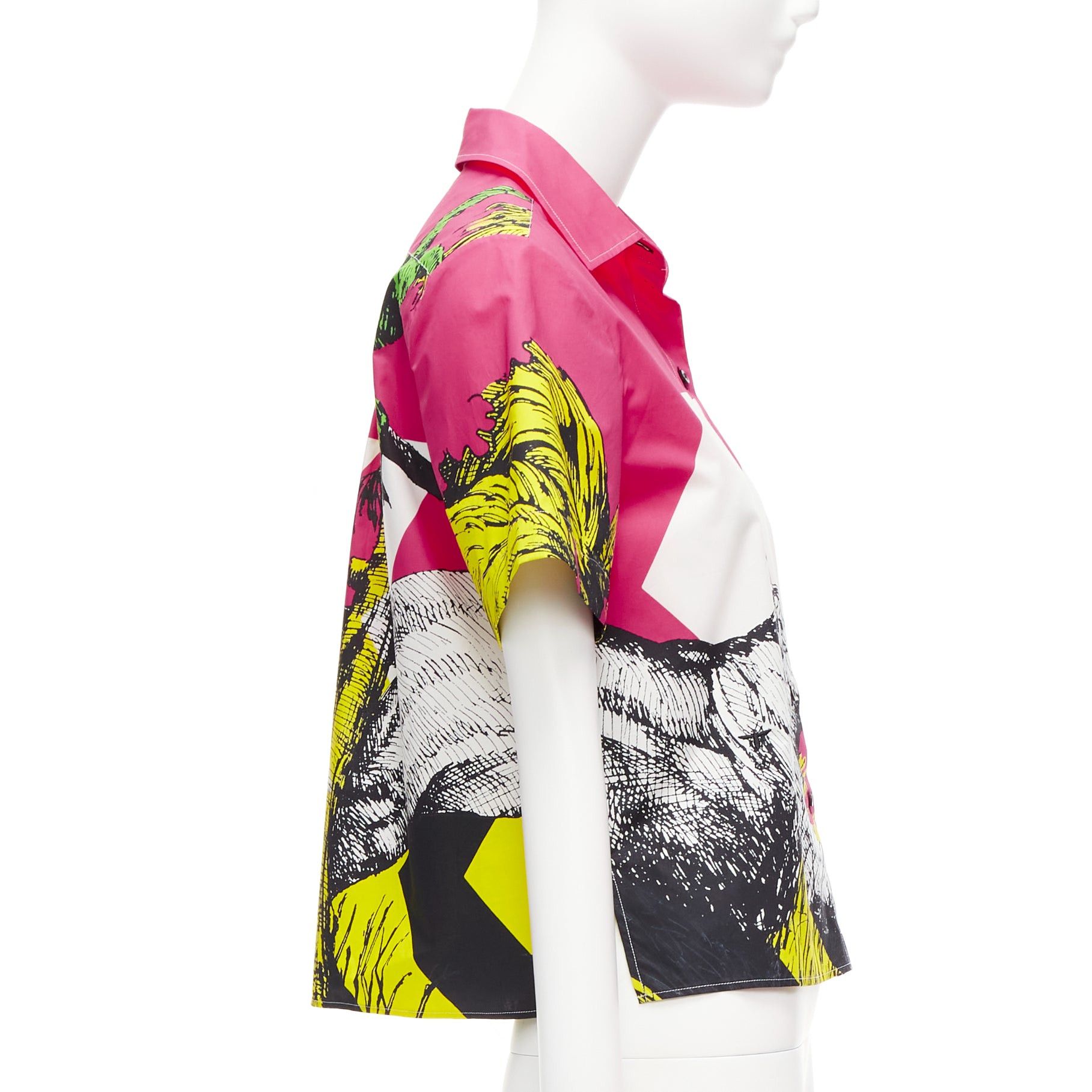 Dior CHRISTIAN DIOR D-Jungle Pop Tiger pink print poplin short sleeve shirt FR34 XS Size XS / US 0-2 / IT 36-38 - 4 Thumbnail