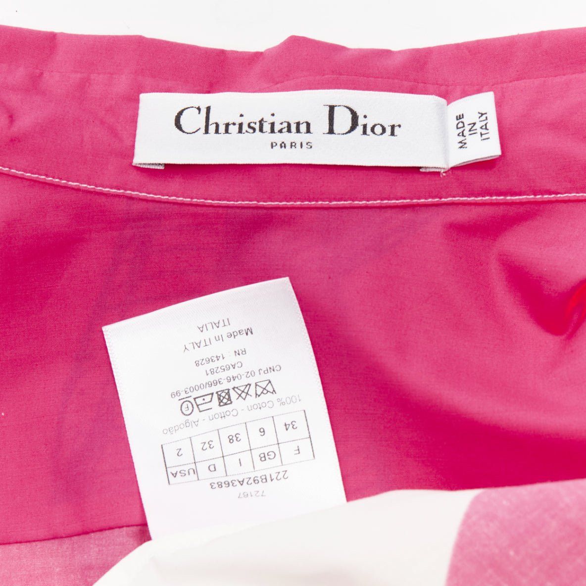 Dior CHRISTIAN DIOR D-Jungle Pop Tiger pink print poplin short sleeve shirt FR34 XS Size XS / US 0-2 / IT 36-38 - 8 Thumbnail