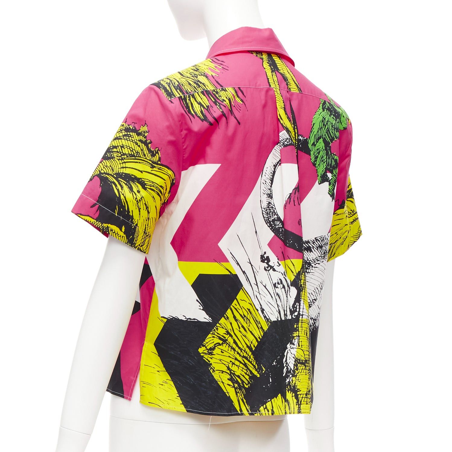 Dior CHRISTIAN DIOR D-Jungle Pop Tiger pink print poplin short sleeve shirt FR34 XS Size XS / US 0-2 / IT 36-38 - 6 Thumbnail