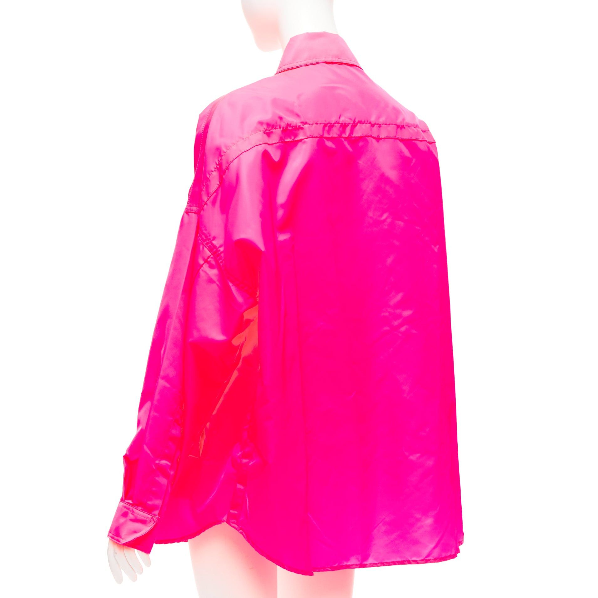 Frankie Shop FRANKIE SHOP Perla hot pink nylon oversized shell shirt jacket XS Size XS / US 0-2 / IT 36-38 - 6 Thumbnail