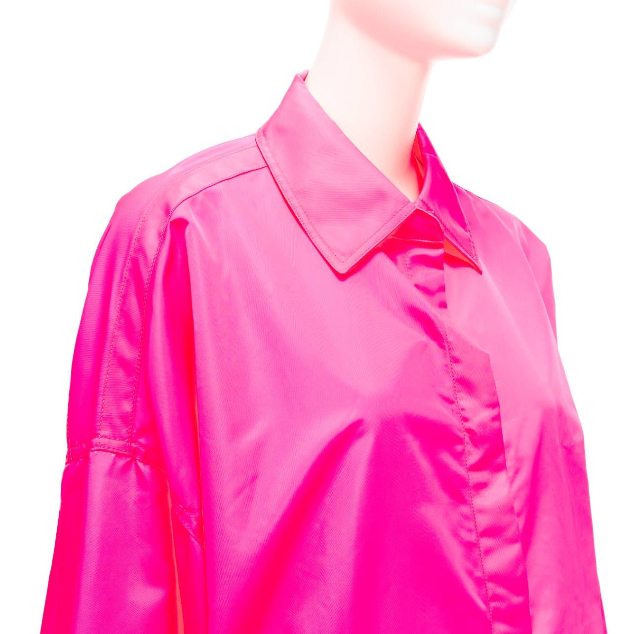 Frankie Shop FRANKIE SHOP Perla hot pink nylon oversized shell shirt jacket XS Size XS / US 0-2 / IT 36-38 - 2 Thumbnail