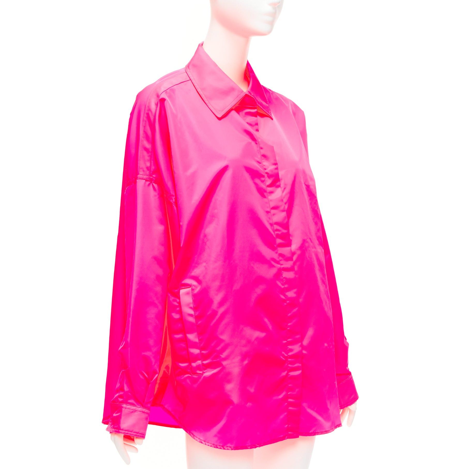 Frankie Shop FRANKIE SHOP Perla hot pink nylon oversized shell shirt jacket XS Size XS / US 0-2 / IT 36-38 - 3 Thumbnail