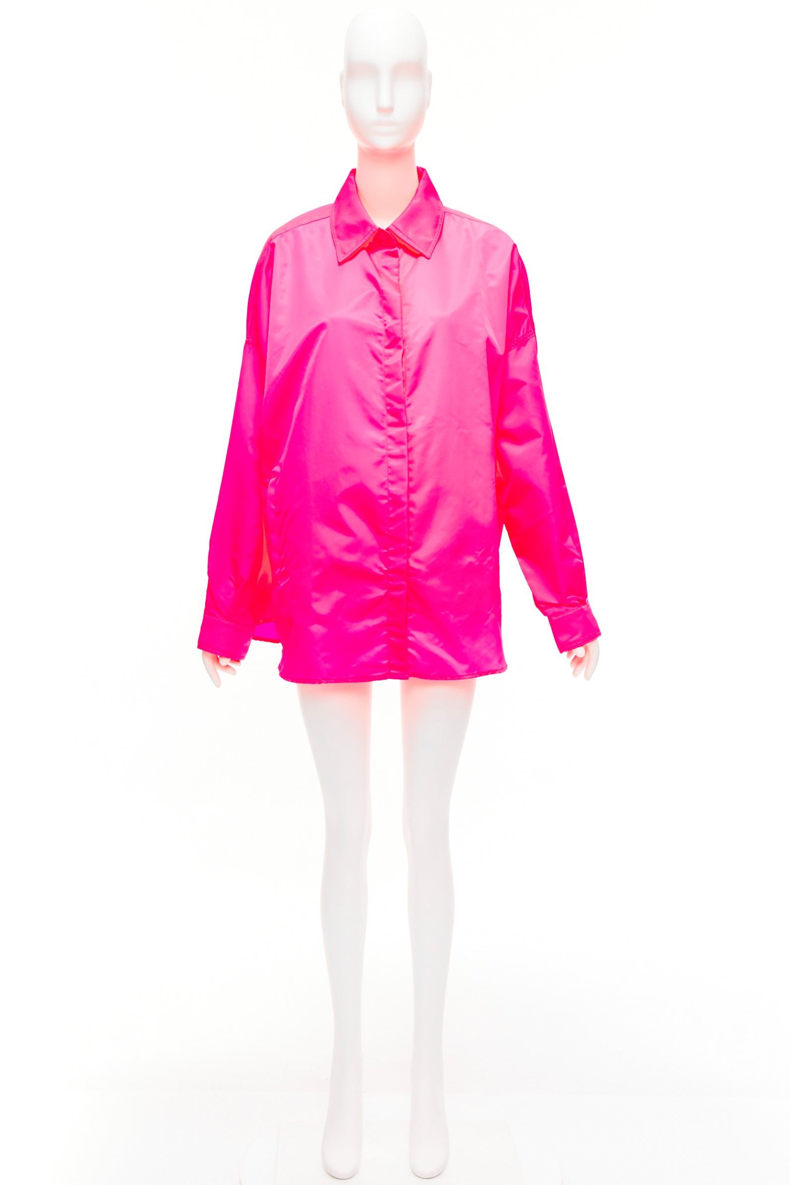 Frankie Shop FRANKIE SHOP Perla hot pink nylon oversized shell shirt jacket XS Size XS / US 0-2 / IT 36-38 - 9 Thumbnail