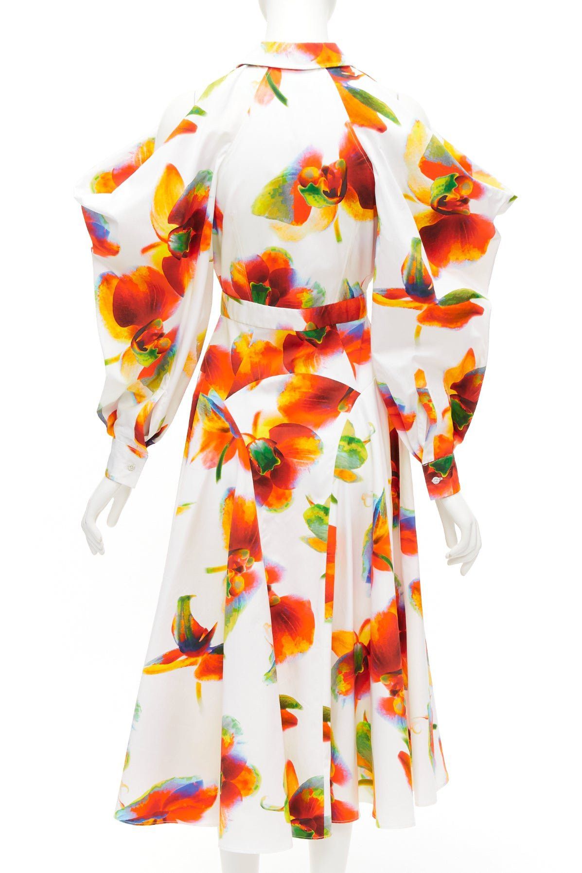 Alexander McQueen ALEXANDER MCQUEEN 2023 Solarised Orchid floral slash shoulder dress IT38 XS Size XS / US 0-2 / IT 36-38 - 5 Thumbnail