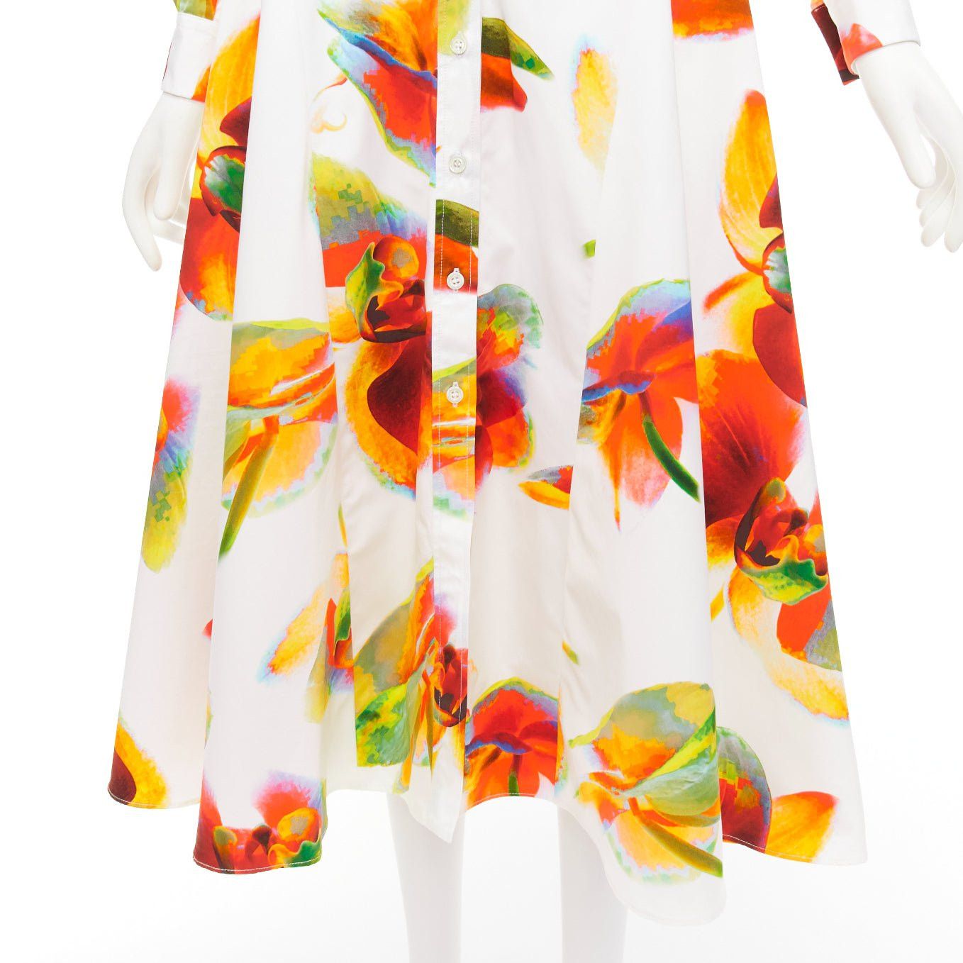 Alexander McQueen ALEXANDER MCQUEEN 2023 Solarised Orchid floral slash shoulder dress IT38 XS Size XS / US 0-2 / IT 36-38 - 7 Thumbnail