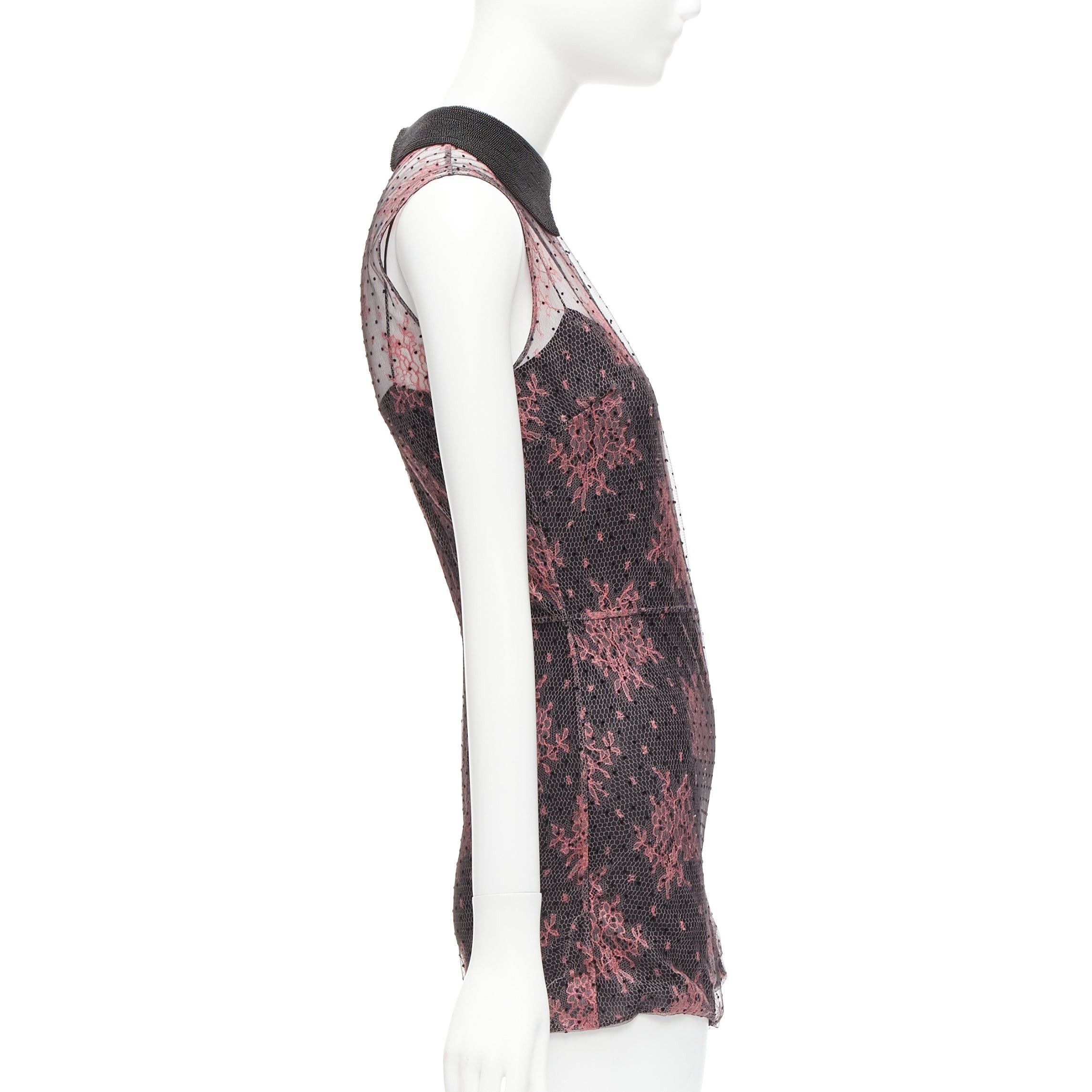 Dior CHRISTIAN DIOR black pink intricate lace overlay playsuit romper FR34 XS Size 26" / US 2 / IT 38 - 4 Thumbnail
