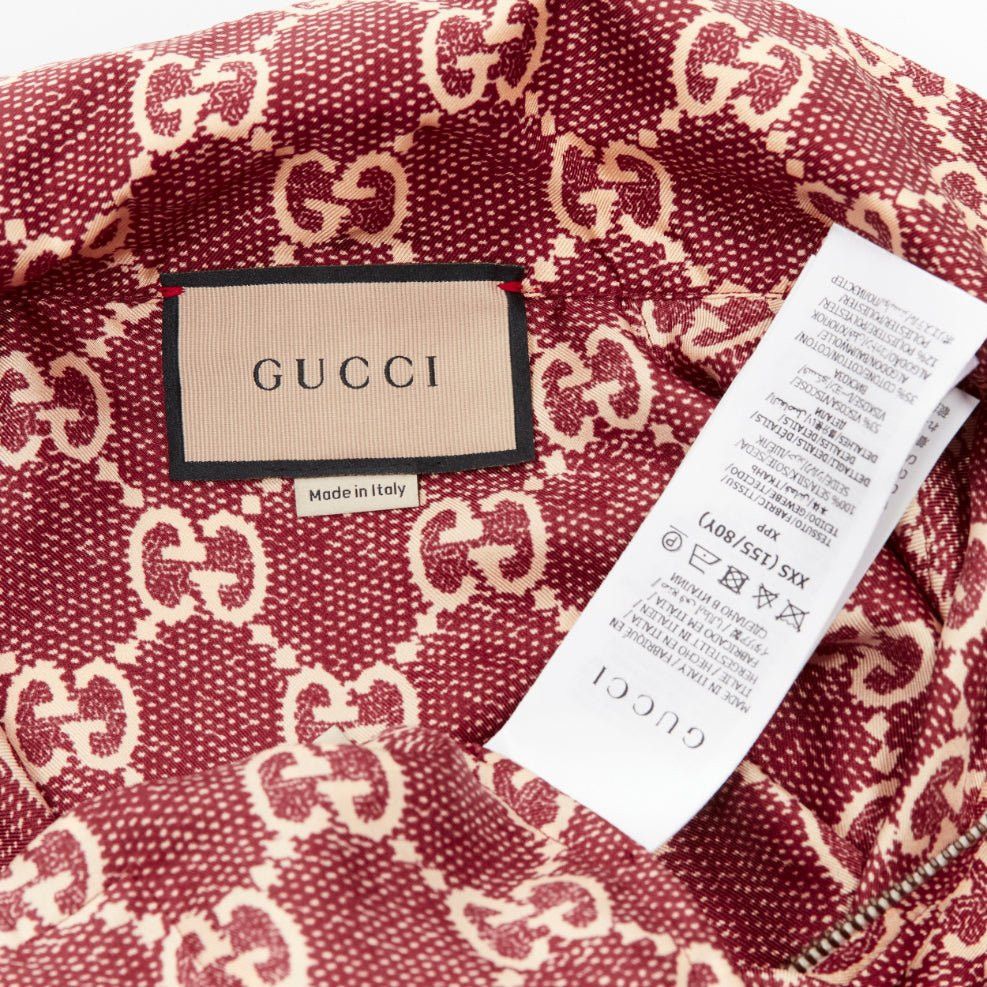 Gucci GUCCI 100% silk red beige GG supreme monogram print web trim mini dress XXS Size XS / US 0-2 / IT 36-38 - 8 Thumbnail