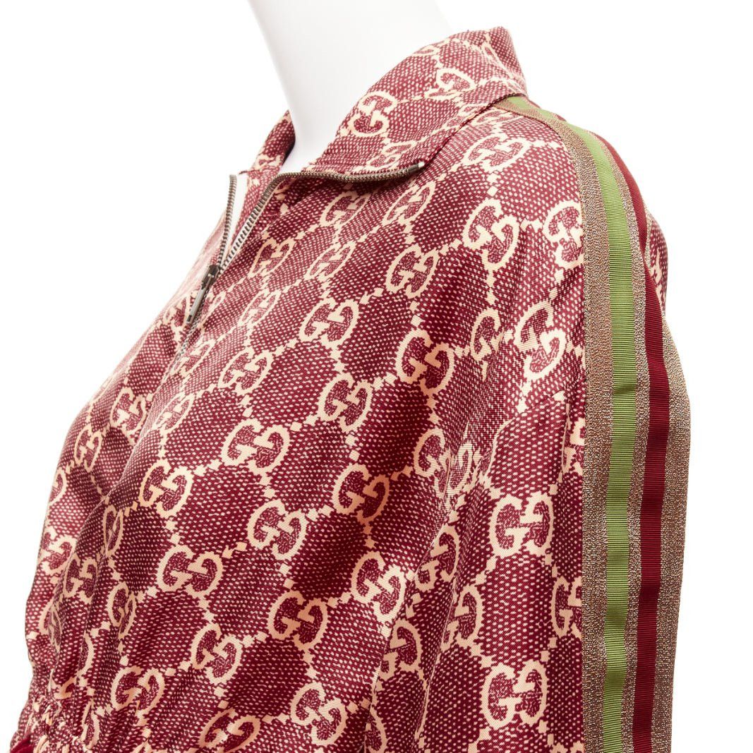 Gucci GUCCI 100% silk red beige GG supreme monogram print web trim mini dress XXS Size XS / US 0-2 / IT 36-38 - 2 Thumbnail